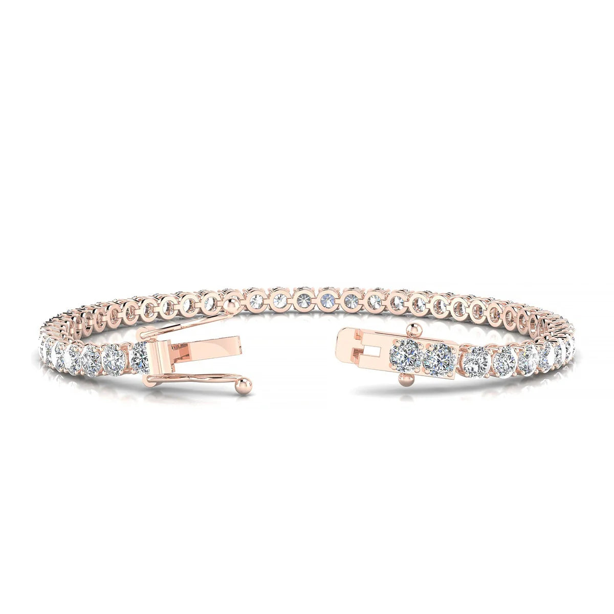 Palazzo | 18k Rose Gold 3.4 mm Round Natural Diamond Tennis Bracelet