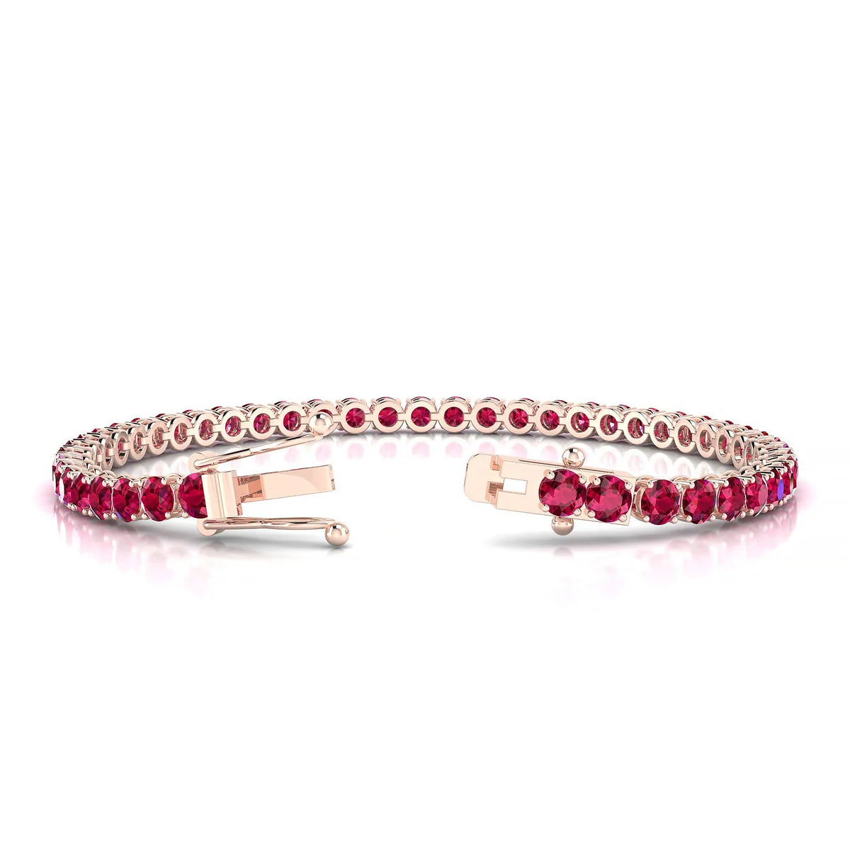 Palazzo | 18k Rose Gold 3.4 mm Round Natural Ruby Tennis Bracelet
