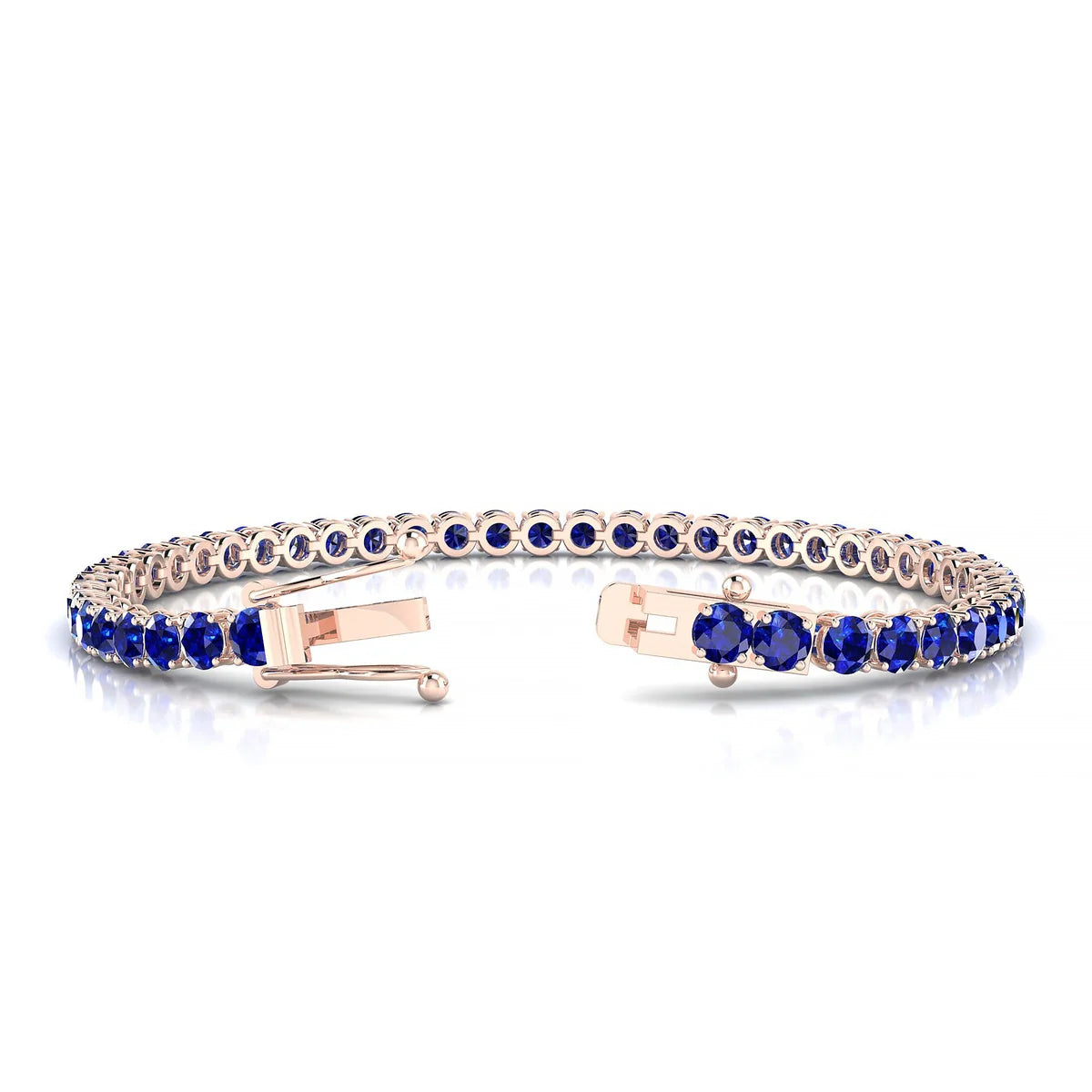 Palazzo | 18k Rose Gold 3.4 mm Round Natural Sapphire Tennis Bracelet