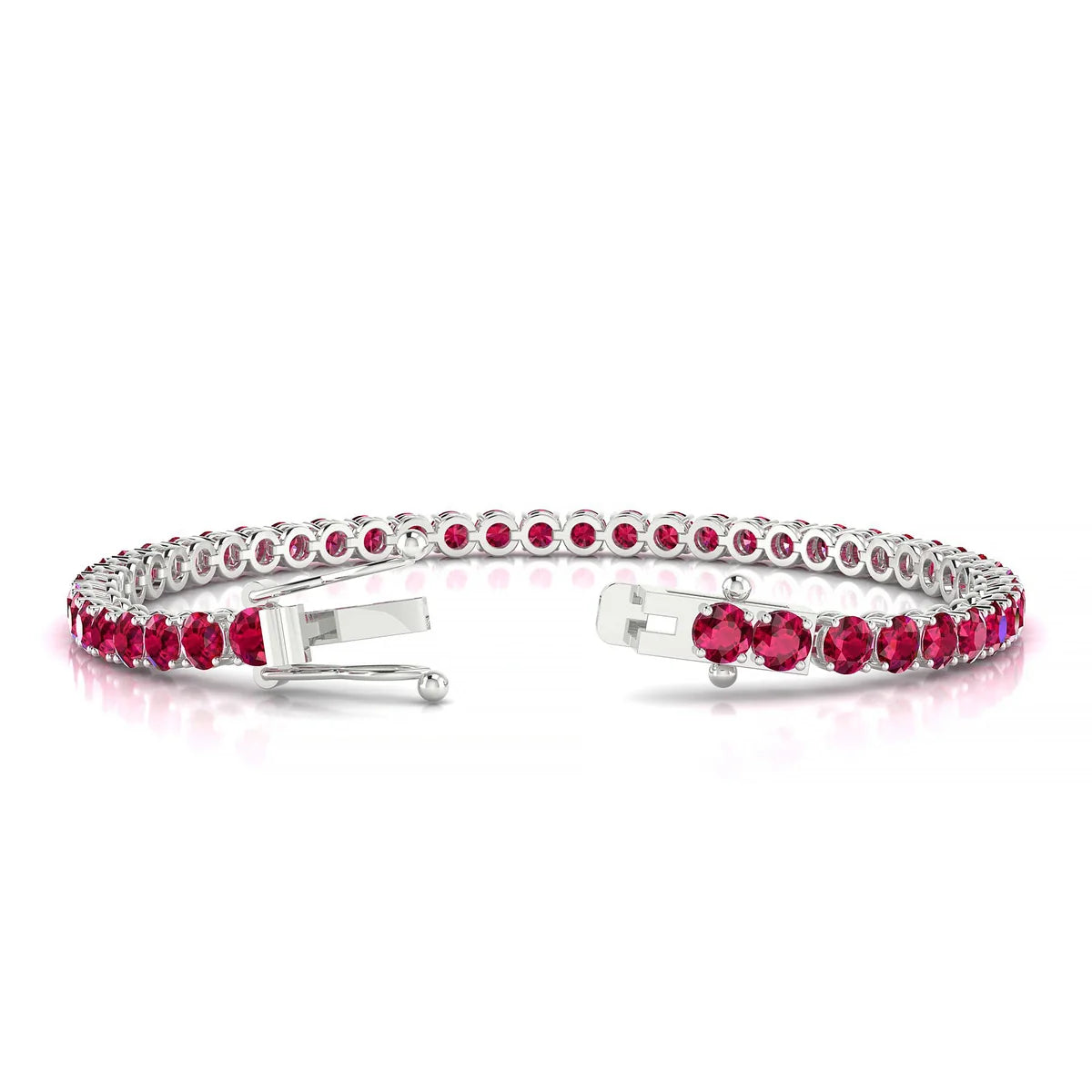 Palazzo | 18k White Gold 3.4 mm Round Natural Ruby Tennis Bracelet