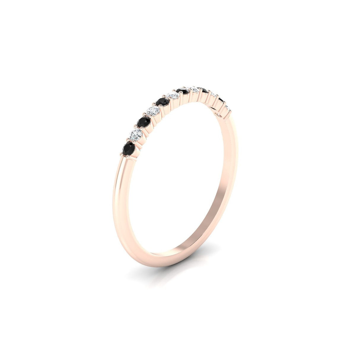 Passion | 18k Rose Gold 1.5 mm Round Black Diamond Ring