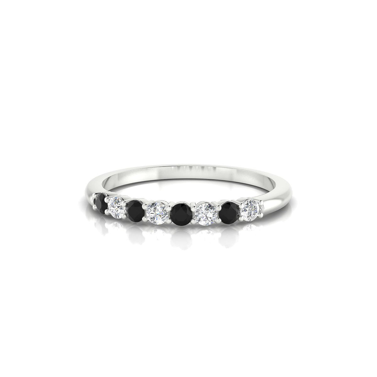 Passion | 18k White Gold 2 mm Round Black Diamond Ring