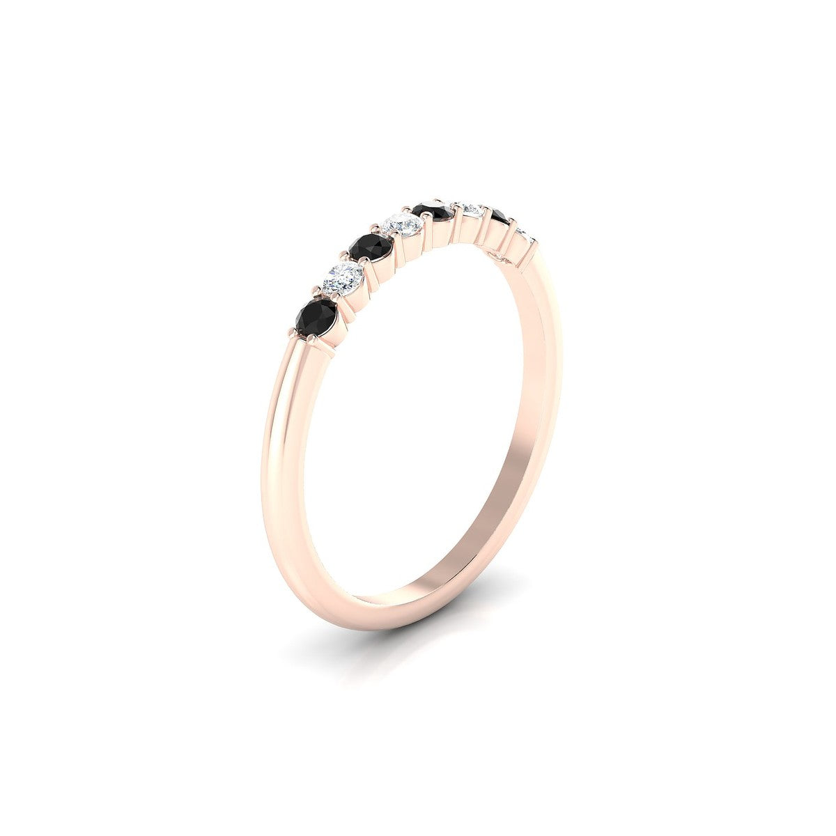 Passion | 18k Rose Gold 2 mm Round Black Diamond Ring