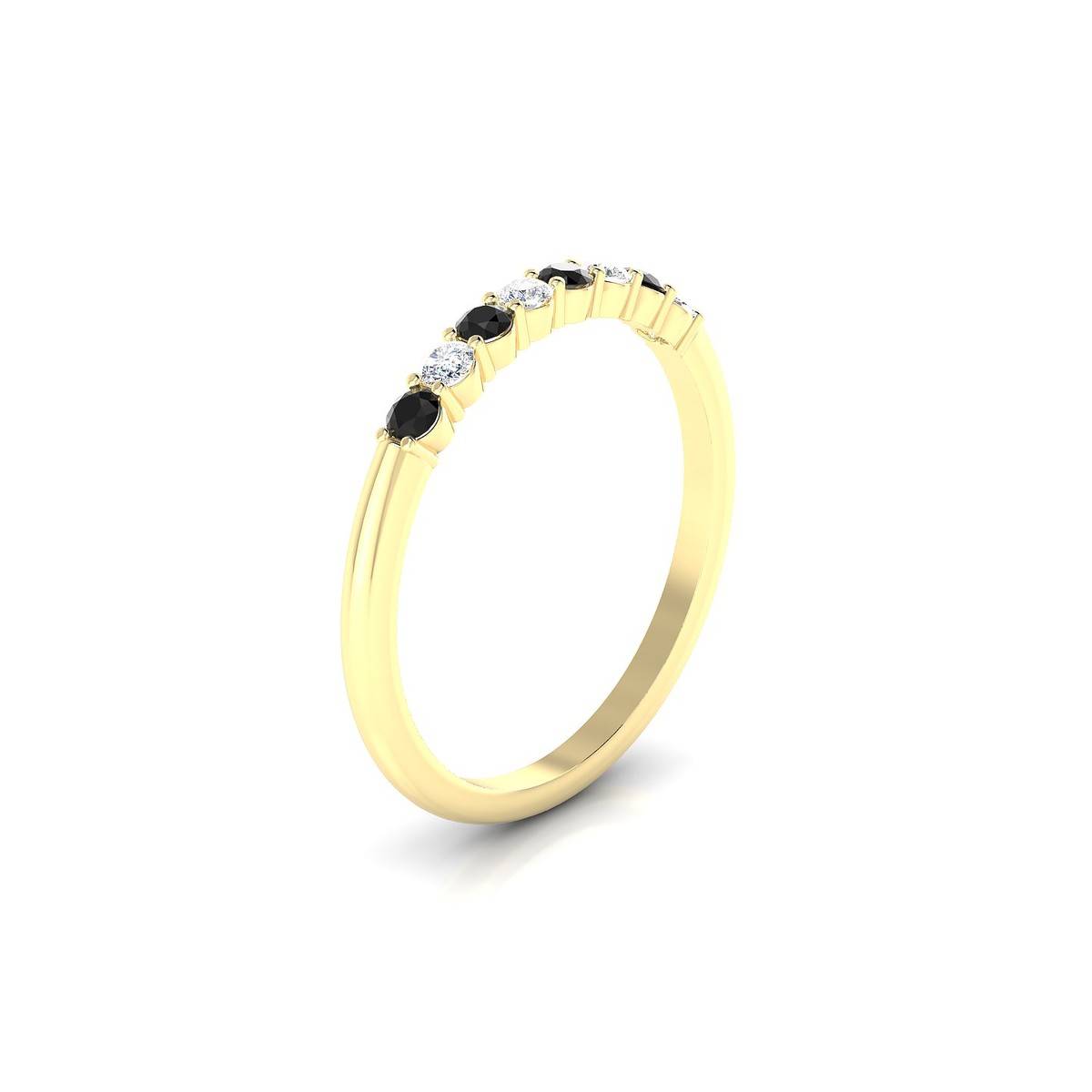 Passion | 18k Yellow Gold 2 mm Round Black Diamond Ring