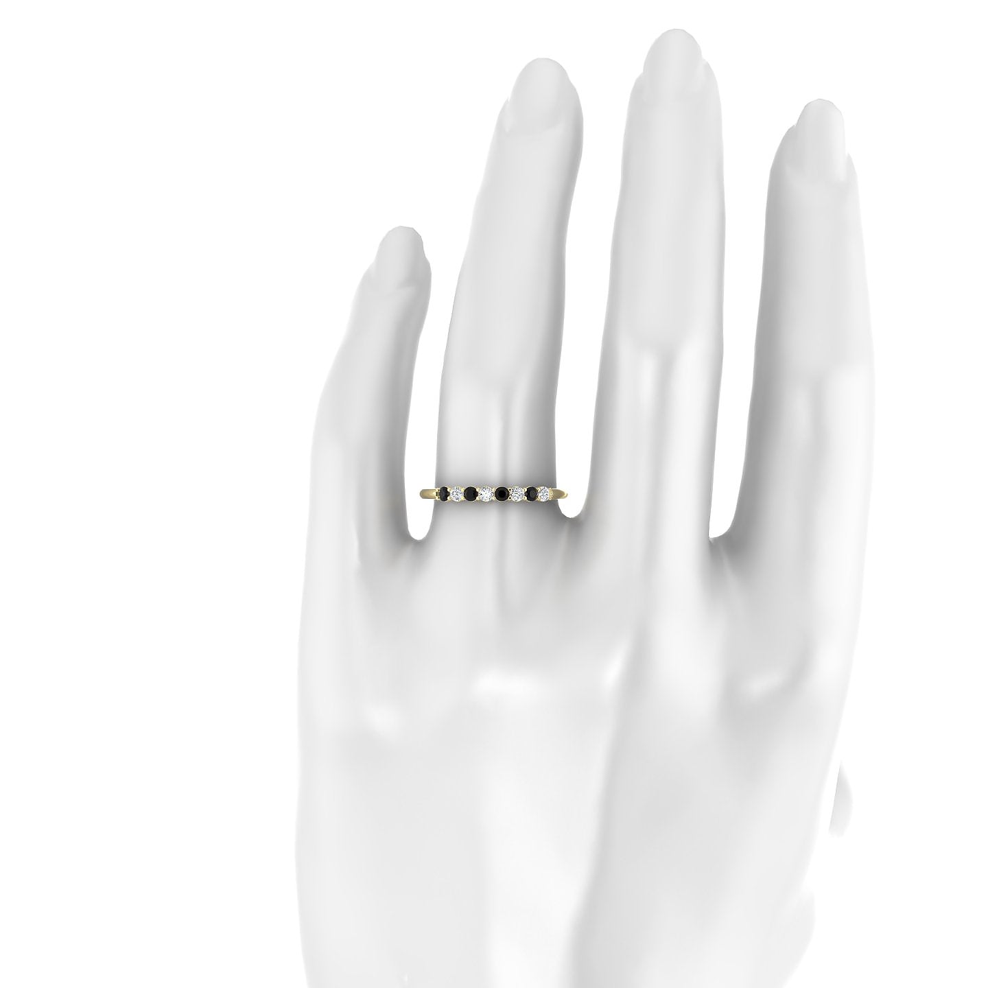 Passion | 18k Yellow Gold 2 mm Round Black Diamond Ring