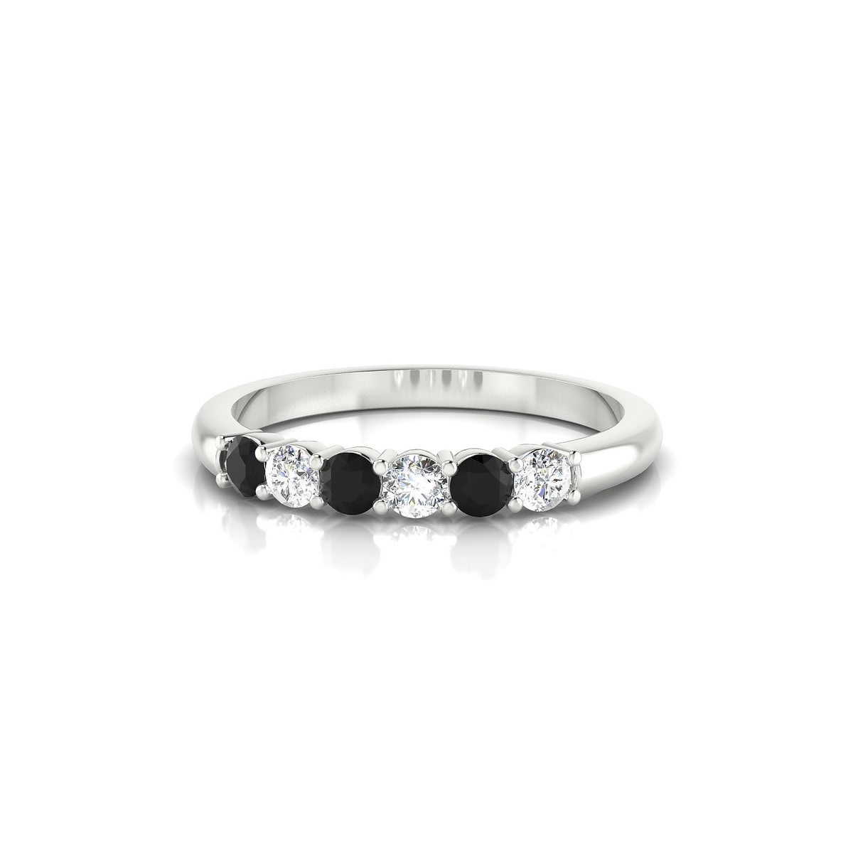 Passion | 18k White Gold 2.5 mm Round Black Diamond Ring