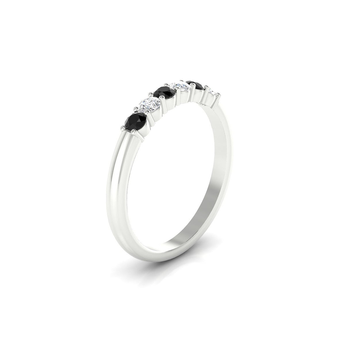Passion | 18k White Gold 2.5 mm Round Black Diamond Ring