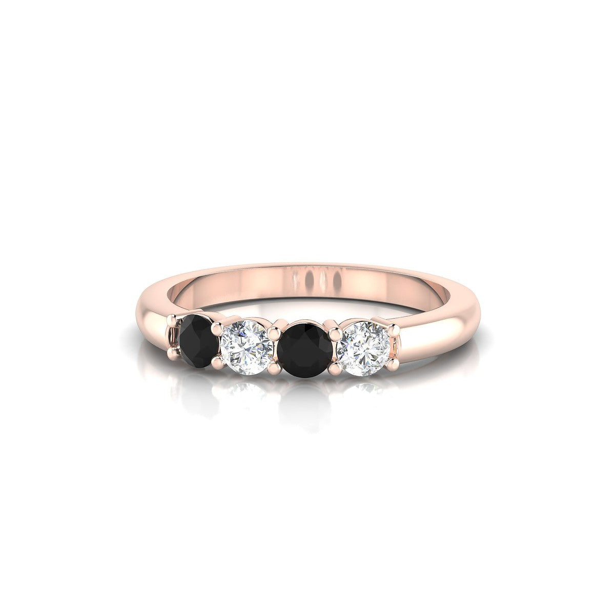 Passion | 18k Rose Gold 3 mm Round Black Diamond Ring