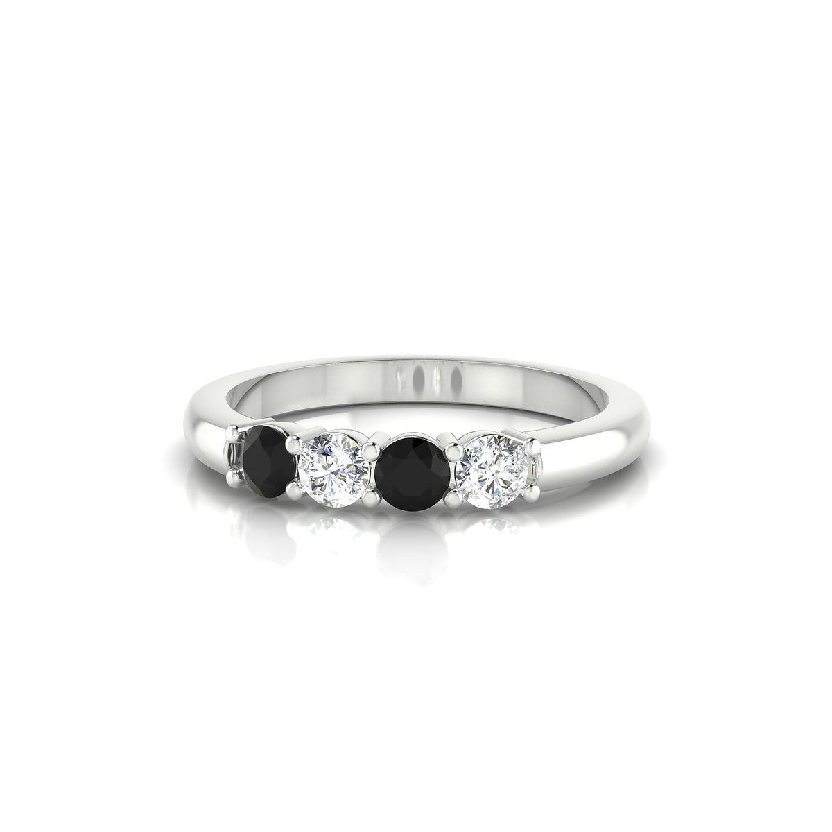 Passion | 18k White Gold 3 mm Round Black Diamond Ring