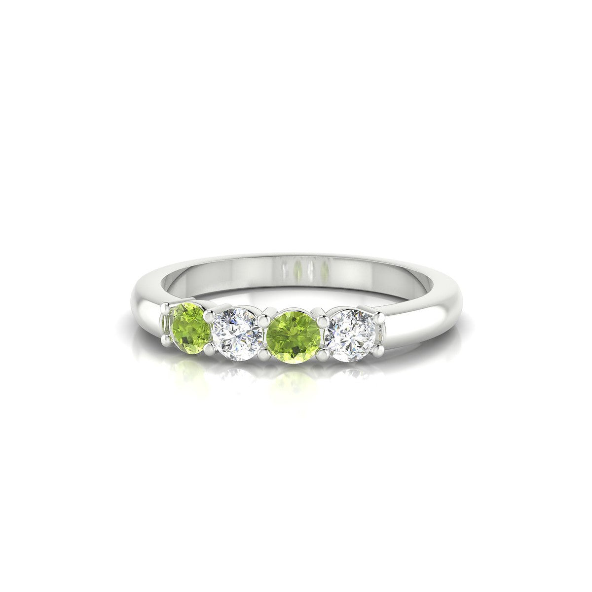 Passion | 18k White Gold 3 mm Round Peridot Ring