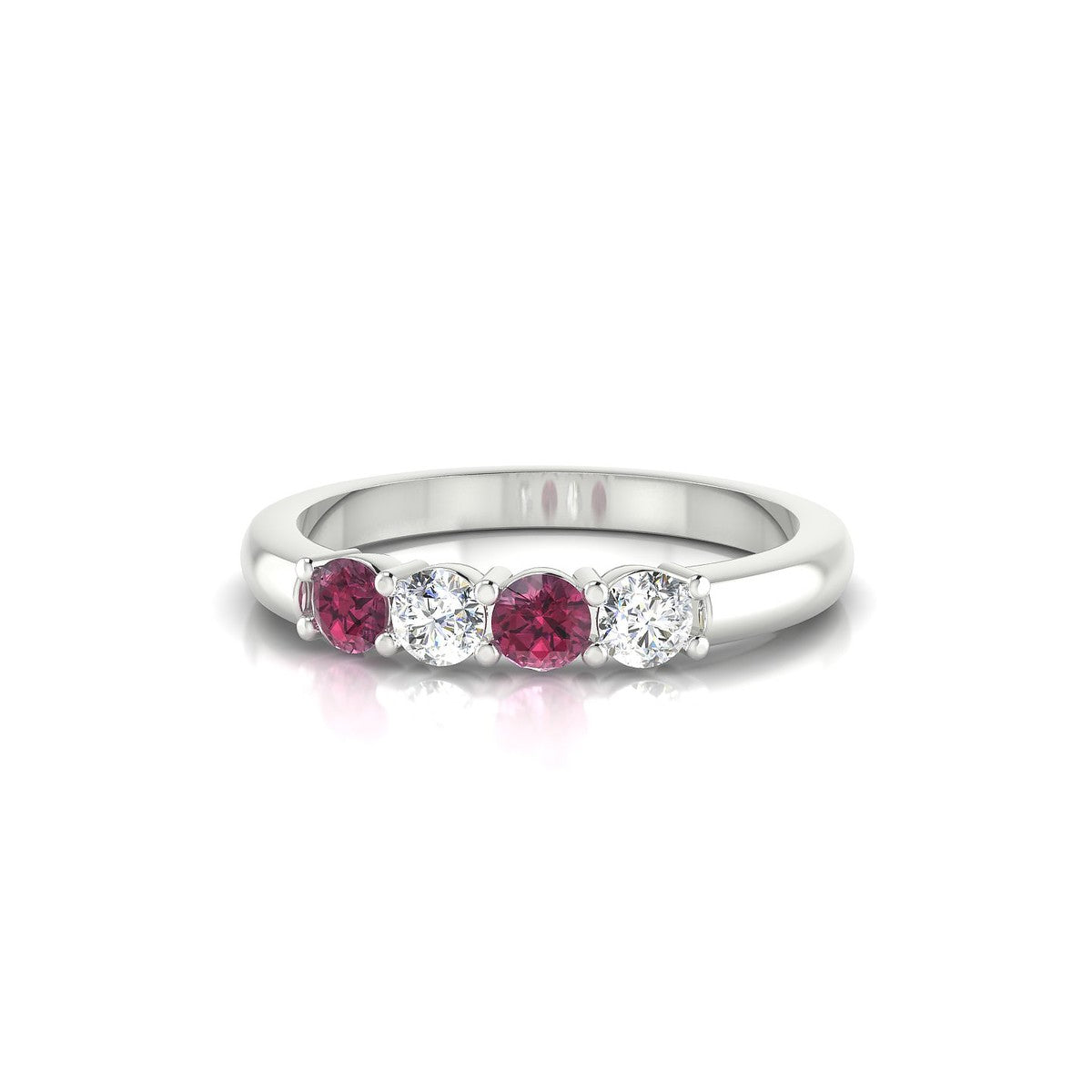 Passion | 18k White Gold 3 mm Round Rhodolite Ring