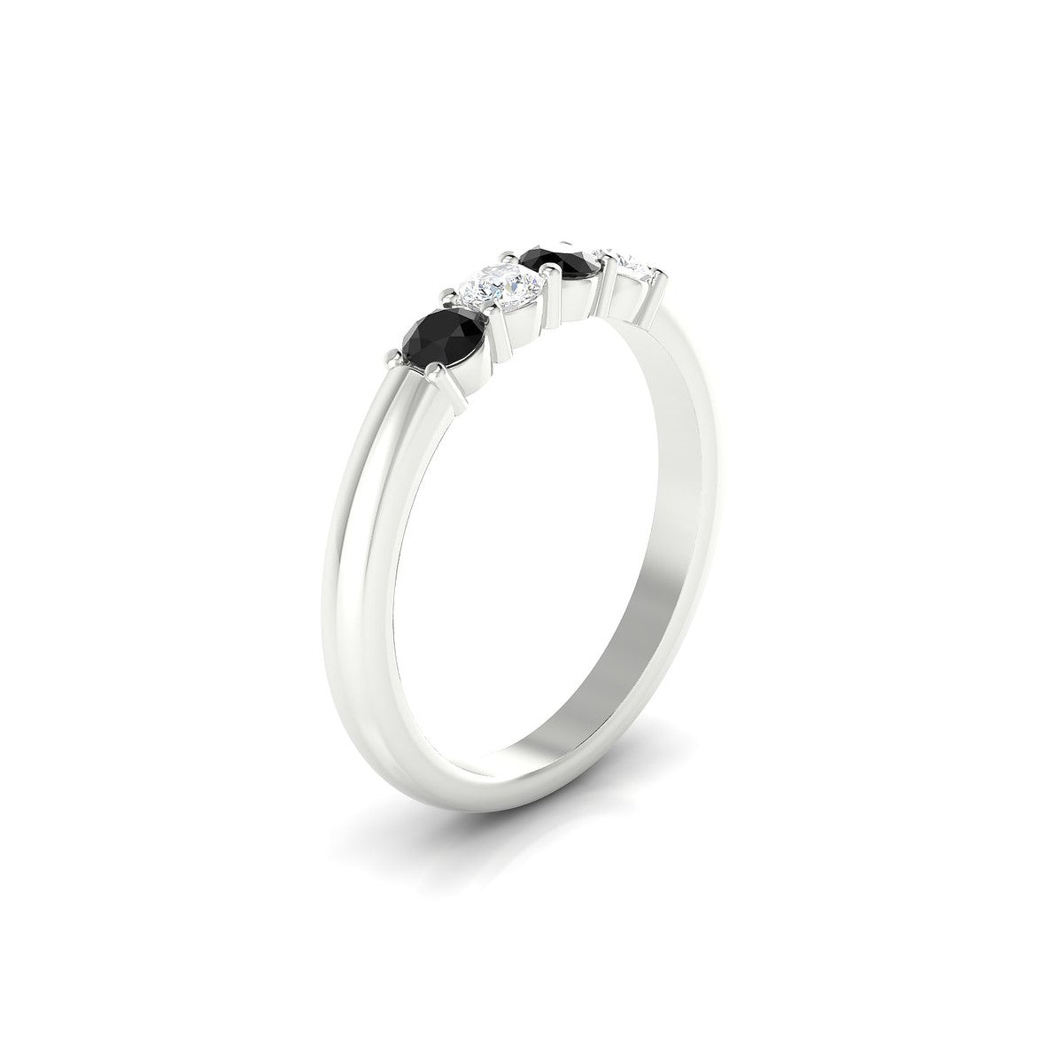 Passion | 18k White Gold 3 mm Round Black Diamond Ring