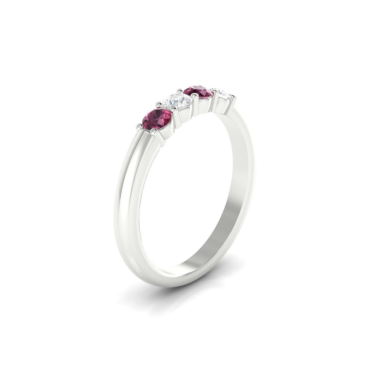Passion | 18k White Gold 3 mm Round Rhodolite Ring