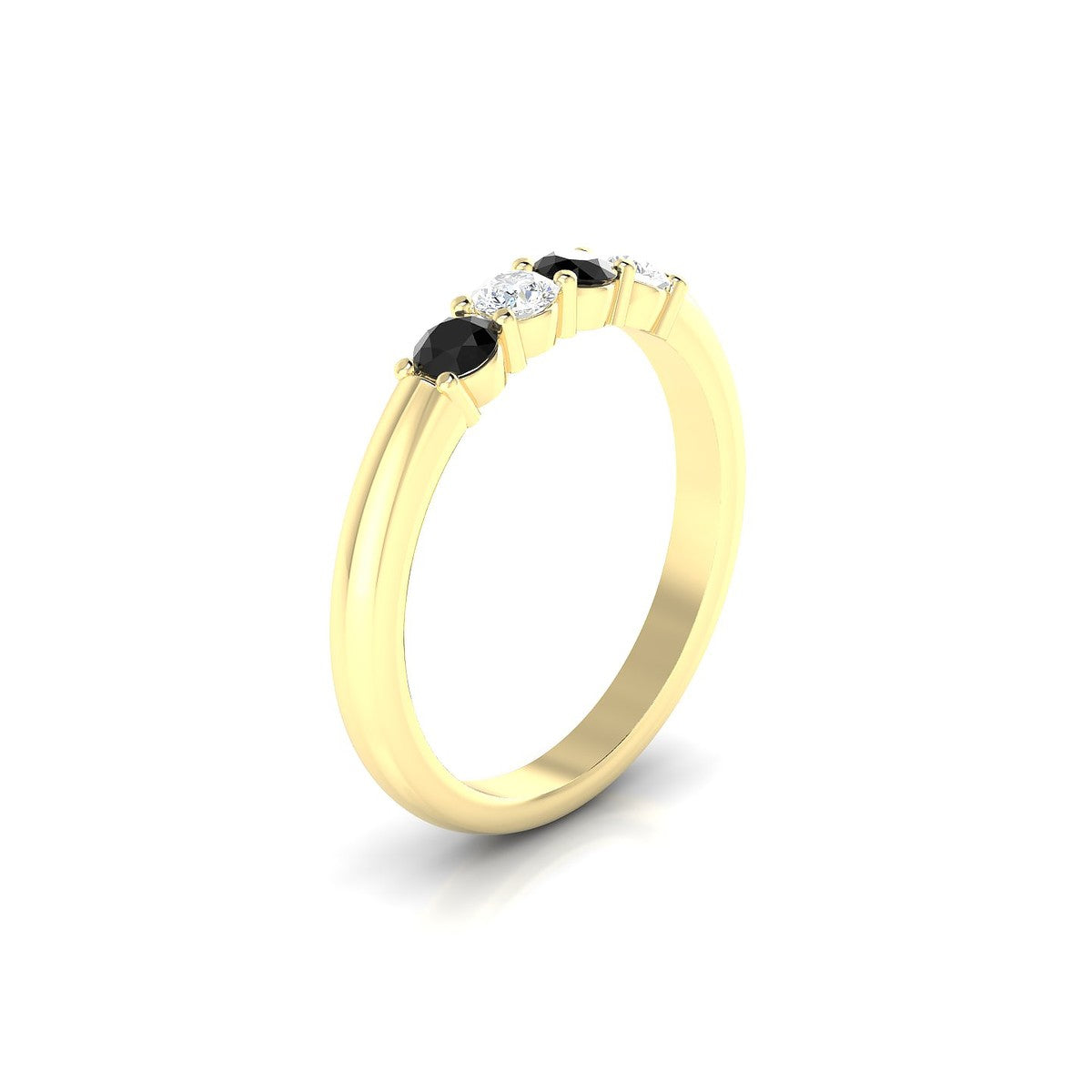 Passion | 18k Yellow Gold 3 mm Round Black Diamond Ring