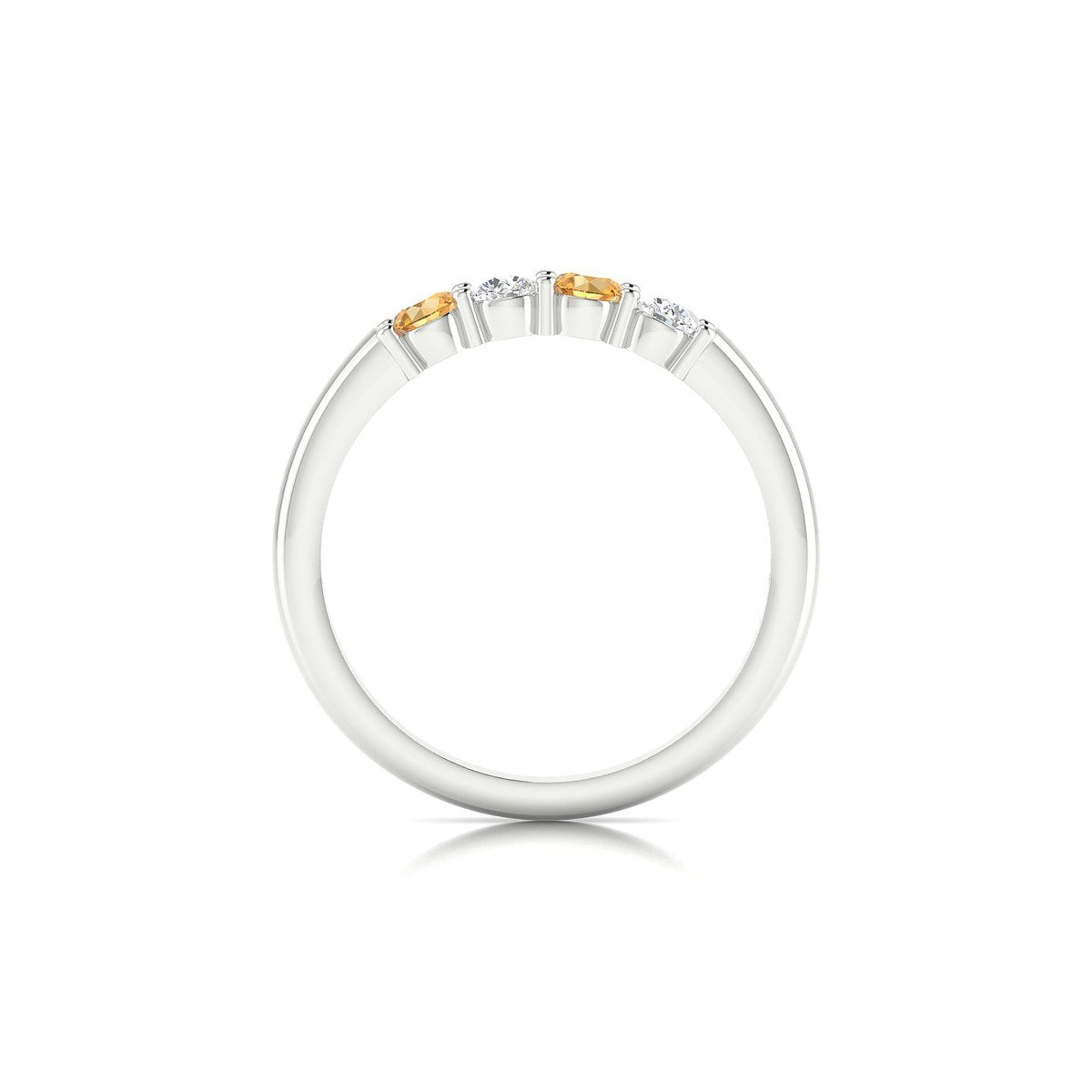 Passion | 18k White Gold 3 mm Round Citrine Ring
