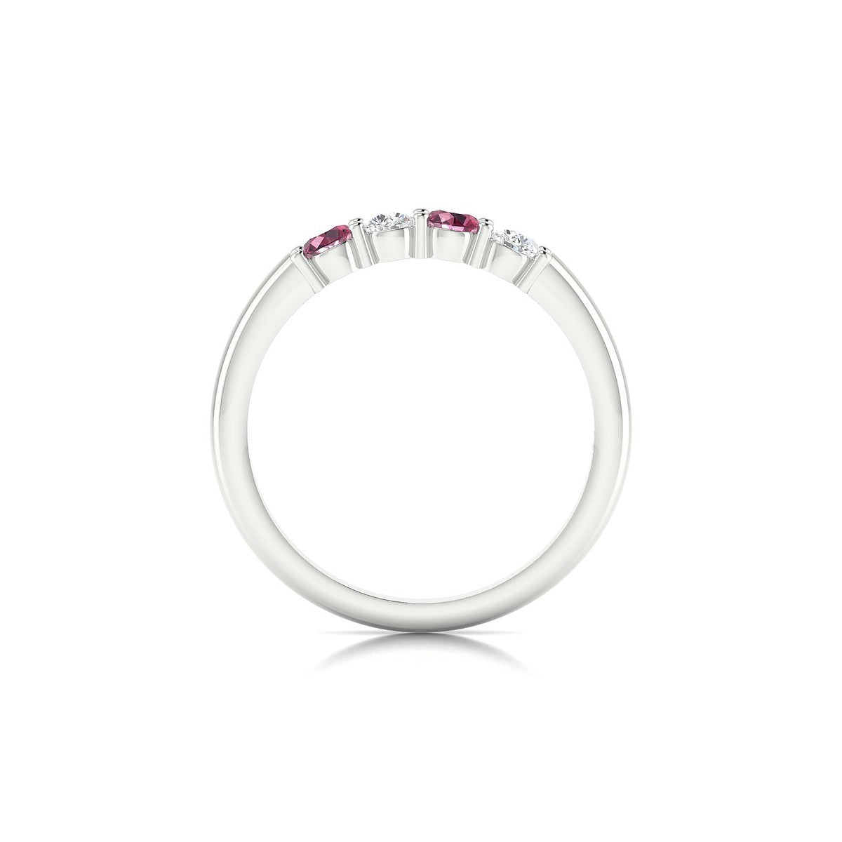 Passion | 18k White Gold 3 mm Round Rhodolite Ring