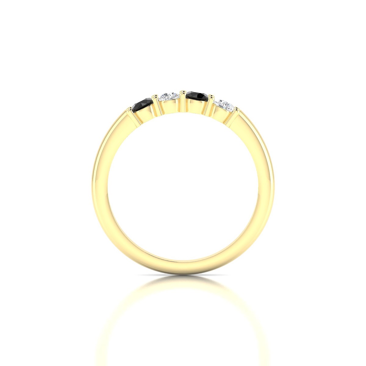 Passion | 18k Yellow Gold 3 mm Round Black Diamond Ring