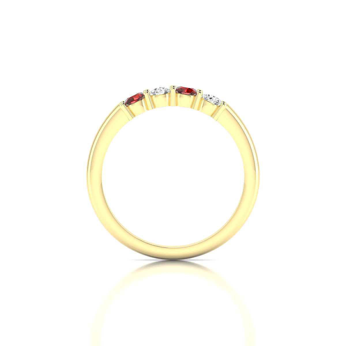Passion | 18k Yellow Gold 3 mm Round Garnet Ring
