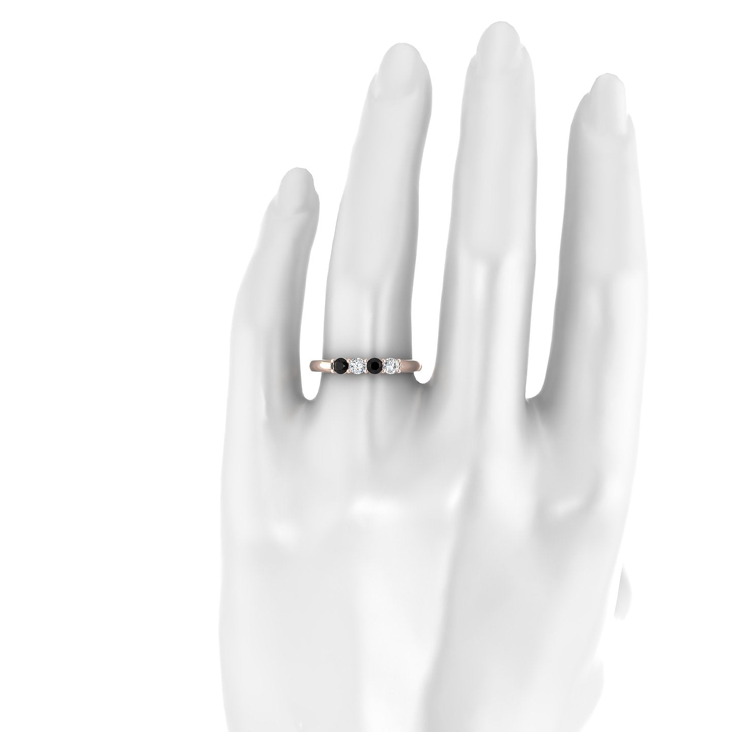 Passion | 18k Rose Gold 3 mm Round Black Diamond Ring