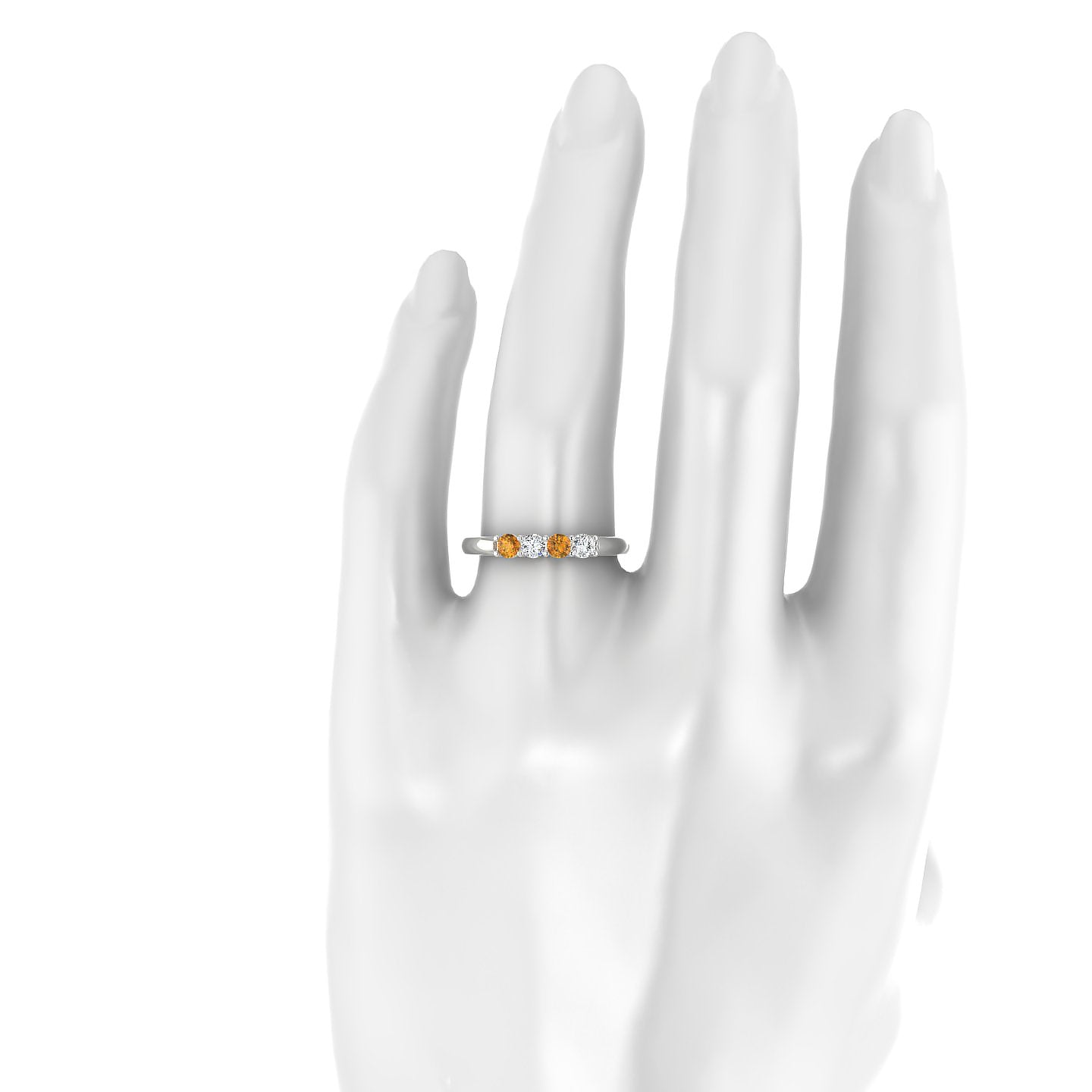 Passion | 18k White Gold 3 mm Round Citrine Ring