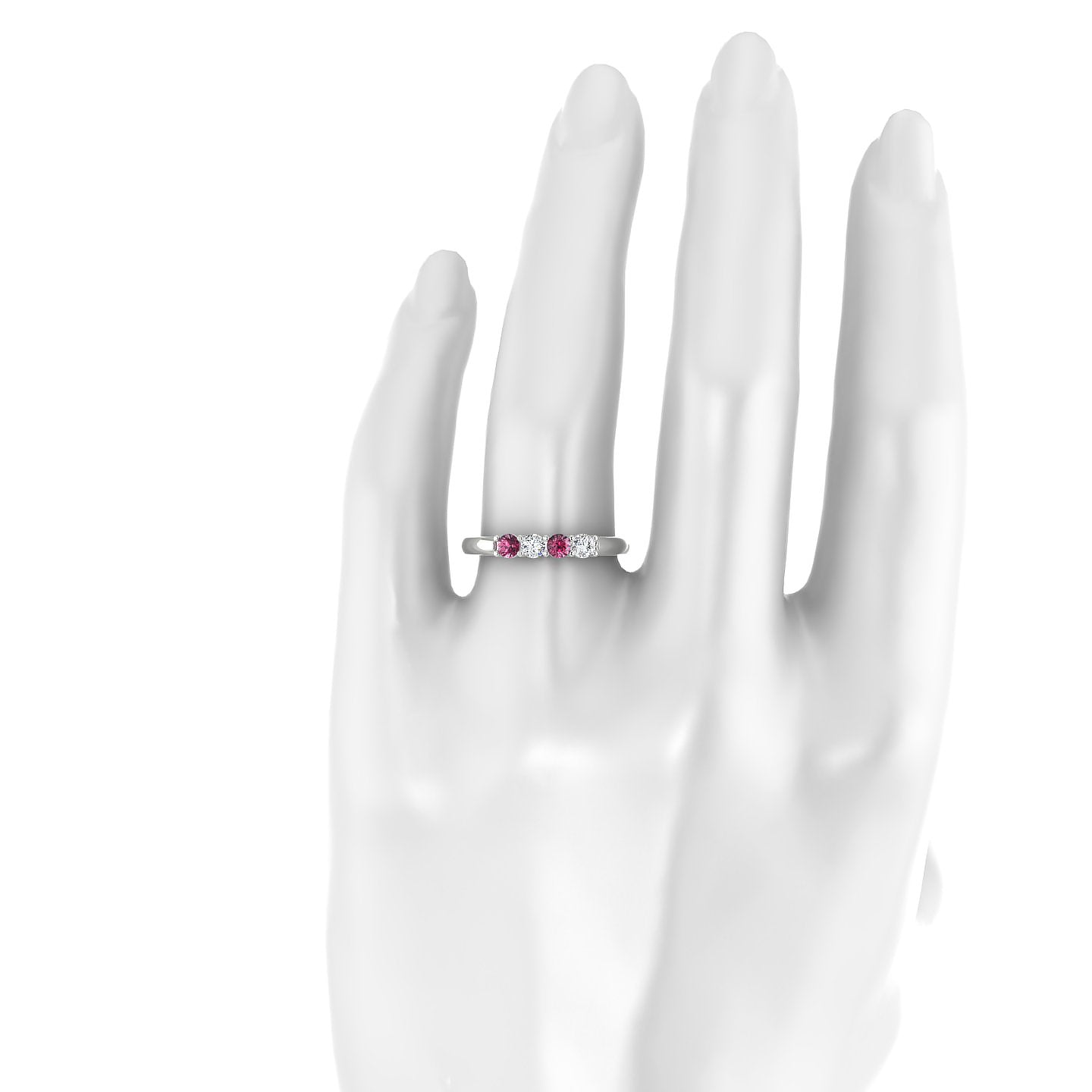 Passion | 18k White Gold 3 mm Round Rhodolite Ring