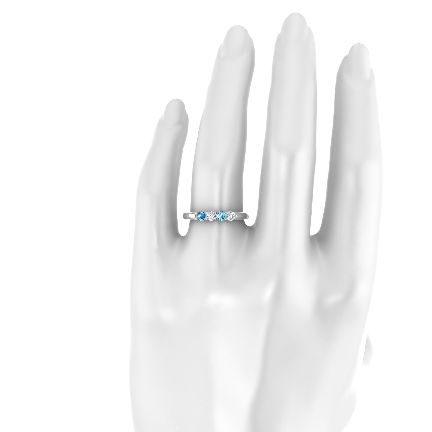 Passion | 18k White Gold 3 mm Round Topaz Ring