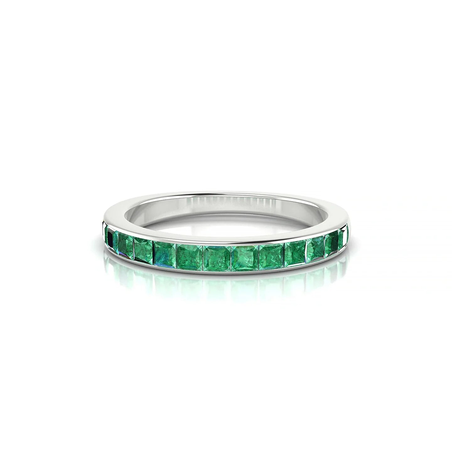 Poise | 18k White Gold 2 mm Princess Emerald Ring