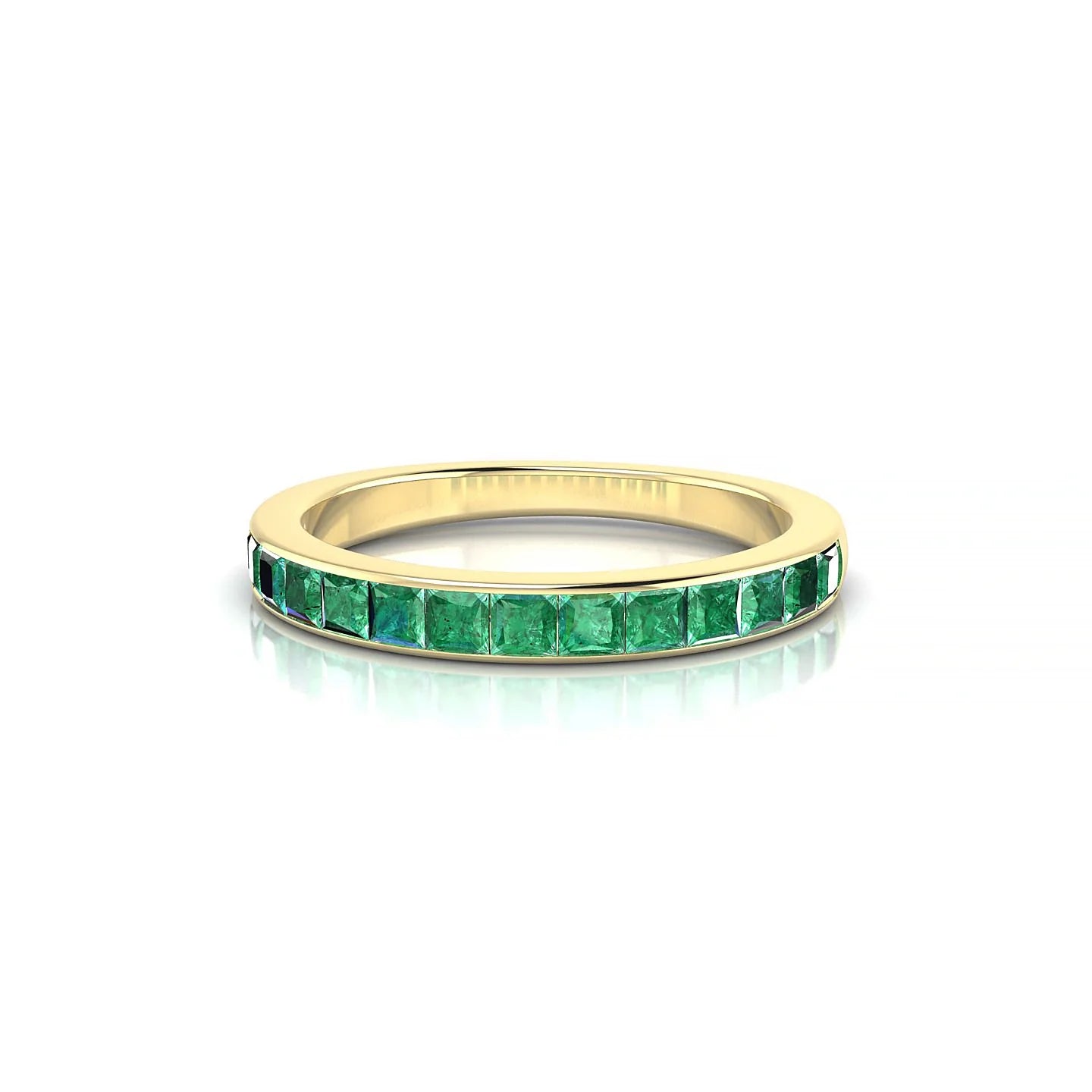 Poise | 18k Yellow Gold 2 mm Princess Emerald Ring