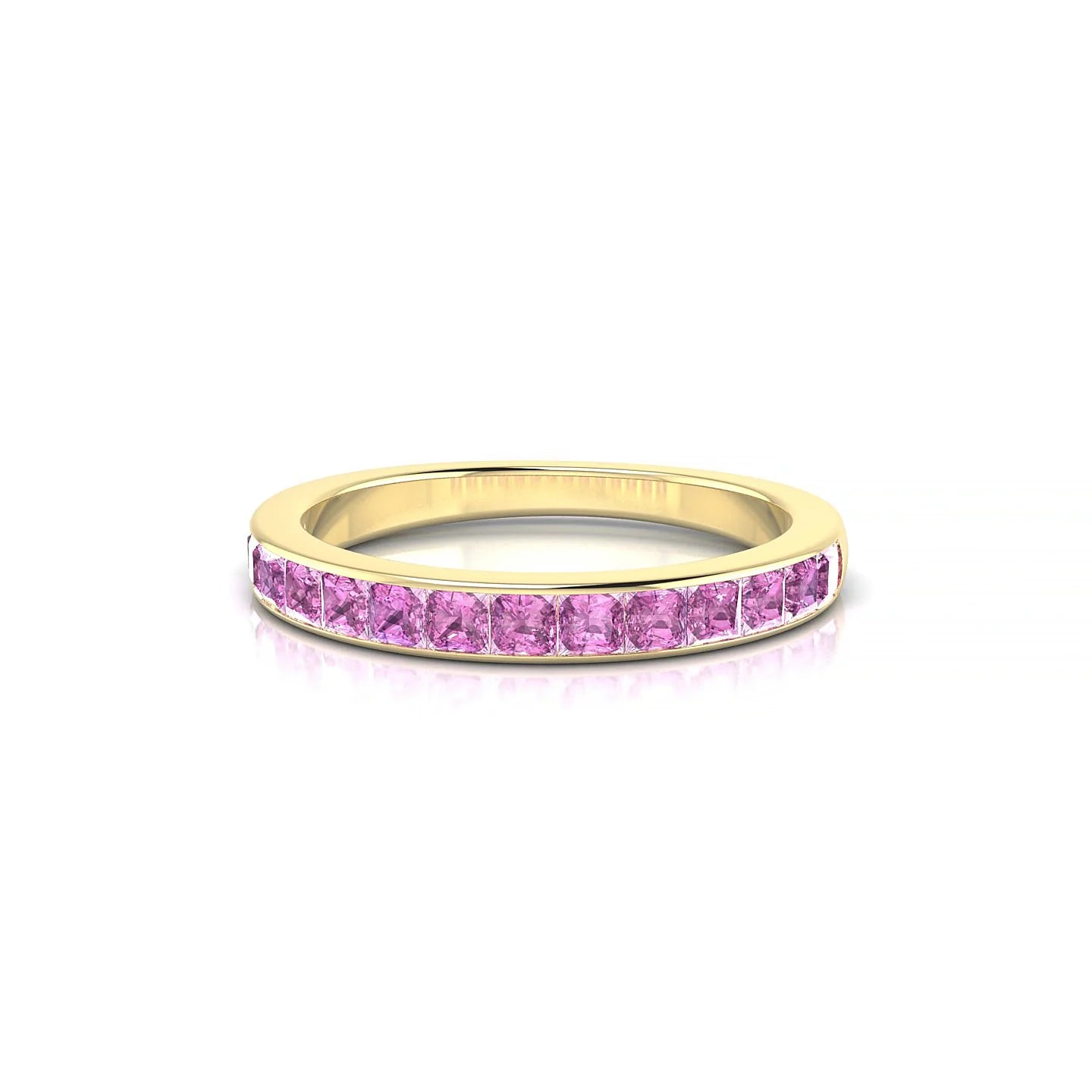 Poise | 18k Yellow Gold 2 mm Princess Pink Sapphire Ring