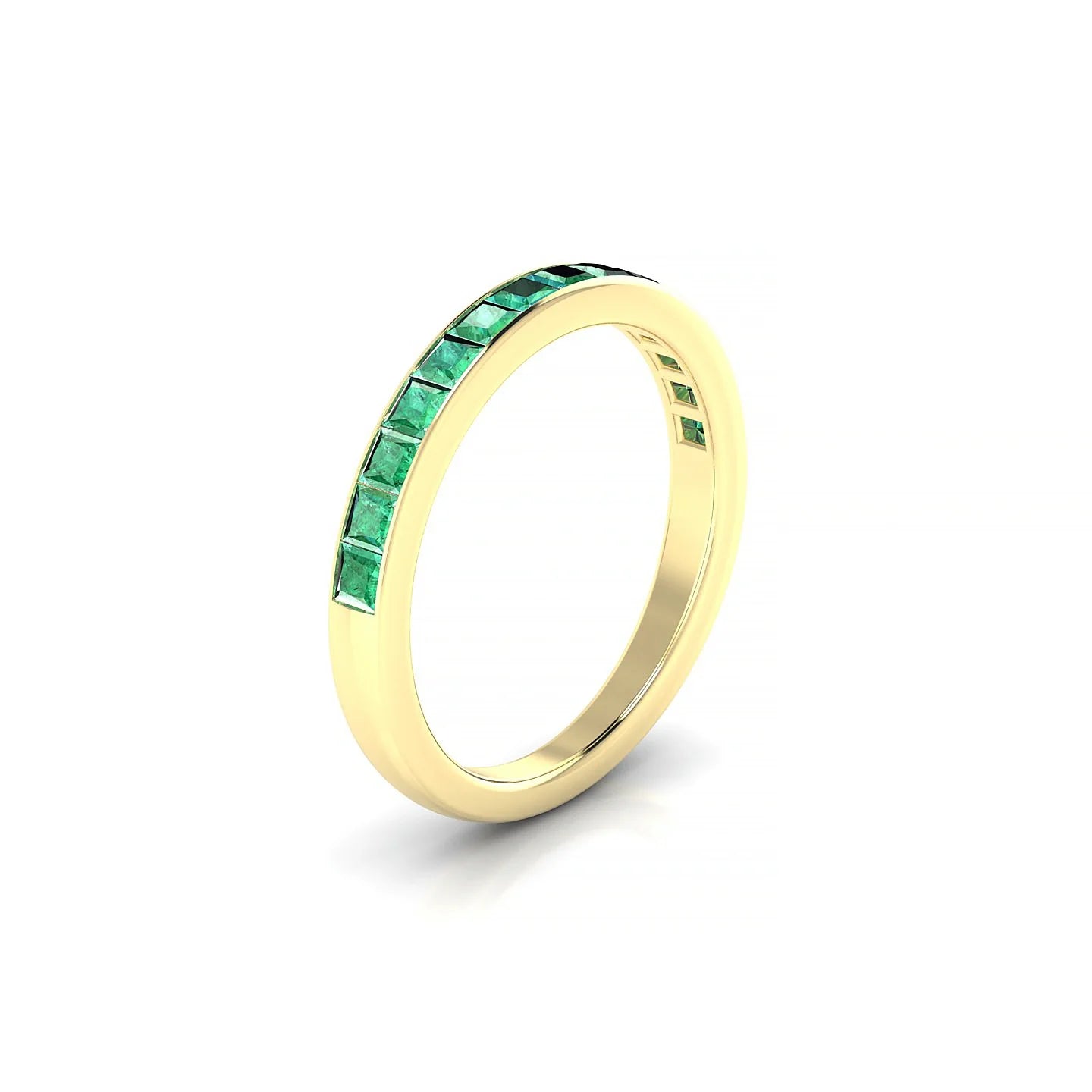 Poise | 18k Yellow Gold 2 mm Princess Emerald Ring