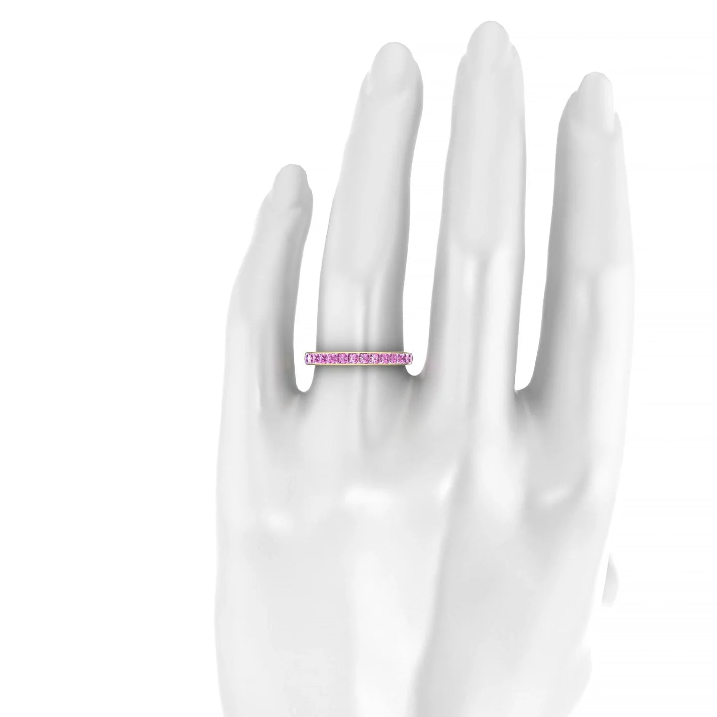 Poise | 18k Yellow Gold 2 mm Princess Pink Sapphire Ring