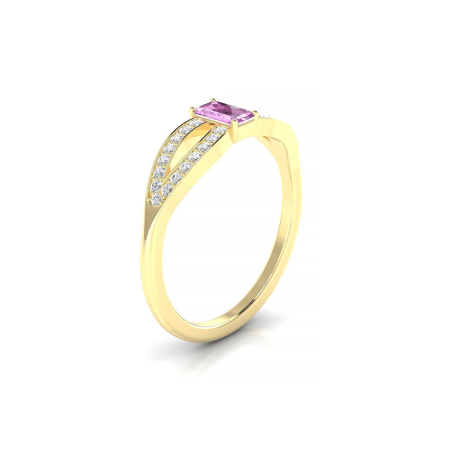 Prestige | 18k Yellow Gold 5 x 3 mm Emerald Pink Sapphire Ring