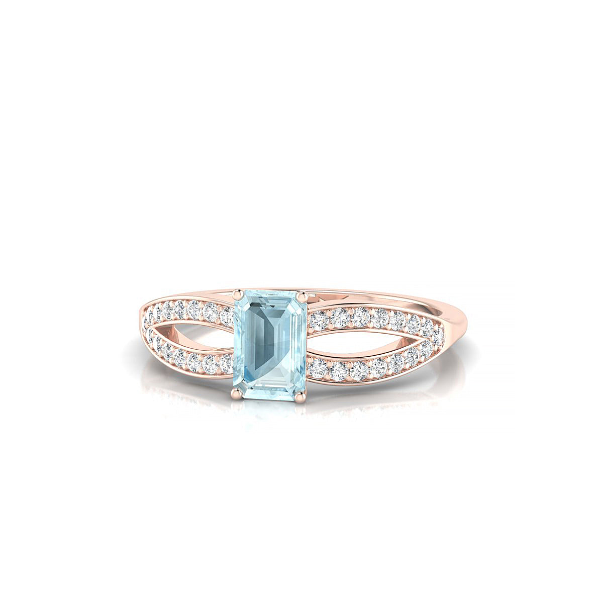 Prestige | 18k Rose Gold 6 x 4 mm Emerald Aquamarine Ring