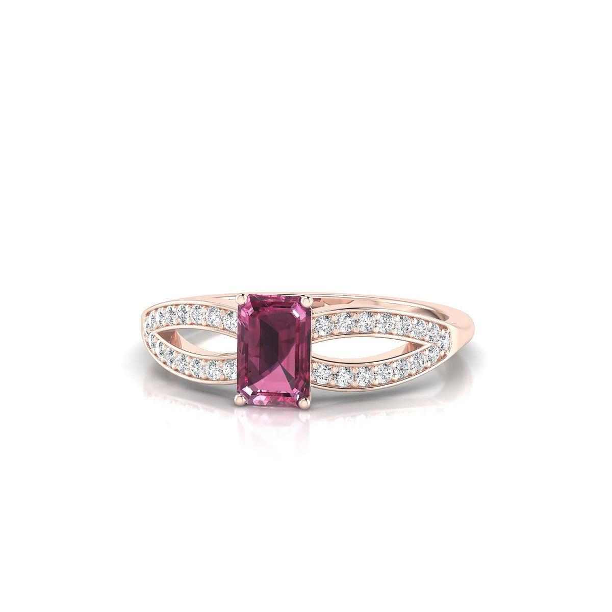 Prestige | 18k Rose Gold 6 x 4 mm Emerald Rhodolite Ring