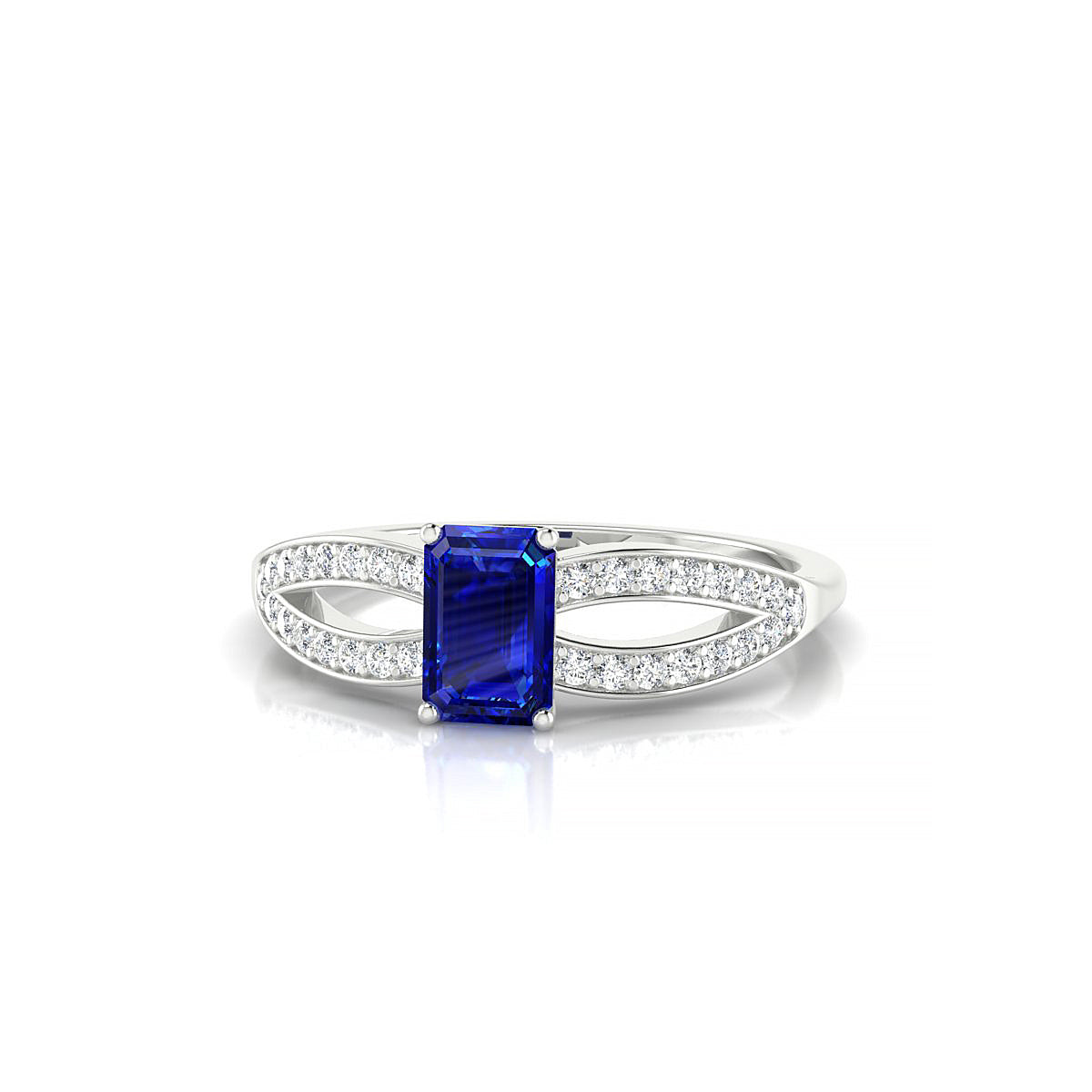 Prestige | 18k White Gold 6 x 4 mm Emerald Sapphire Ring