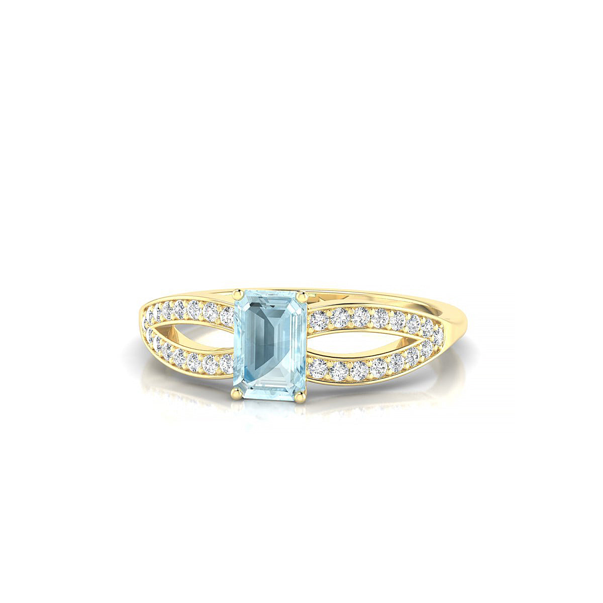 Prestige | 18k Yellow Gold 6 x 4 mm Emerald Aquamarine Ring