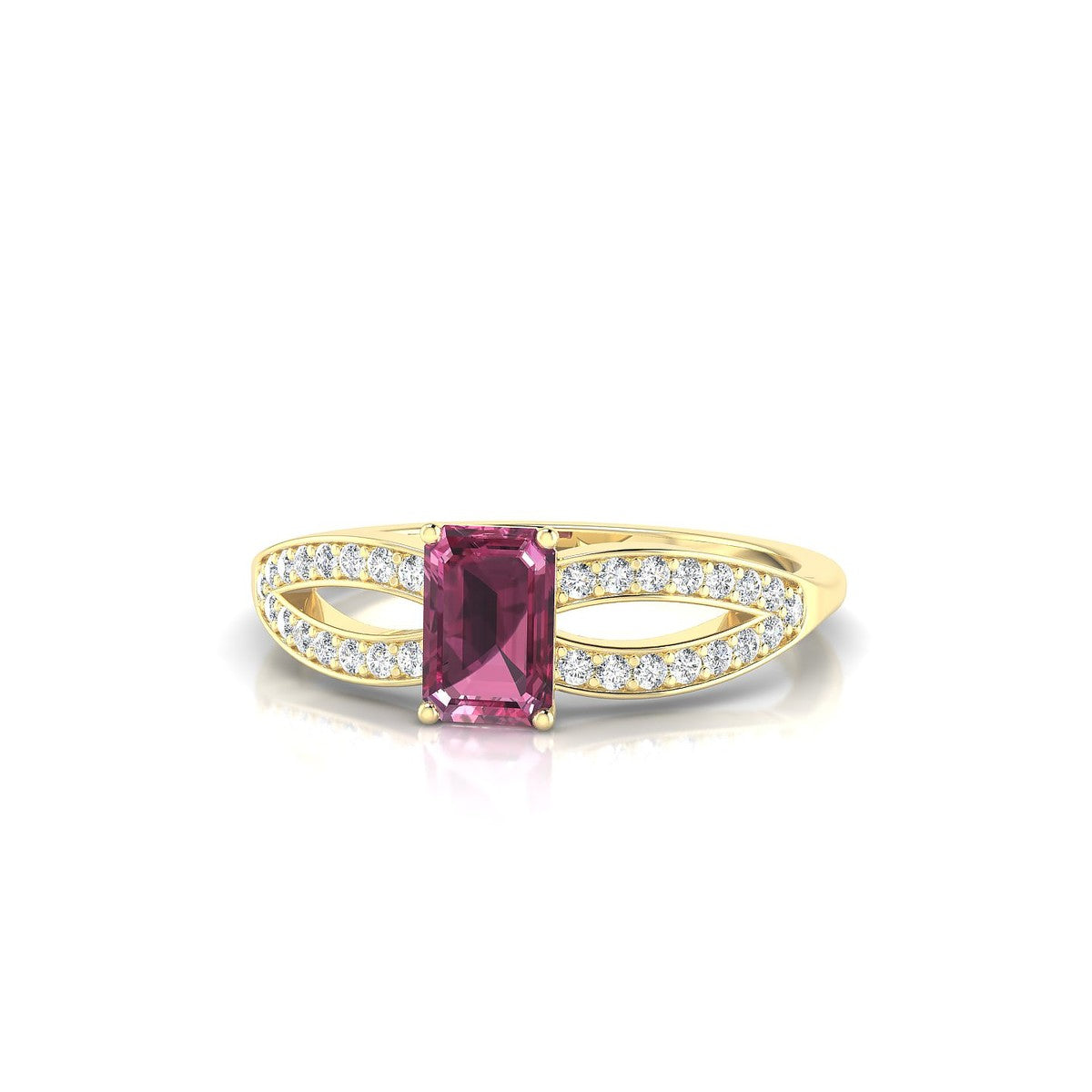 Prestige | 18k Yellow Gold 6 x 4 mm Emerald Rhodolite Ring