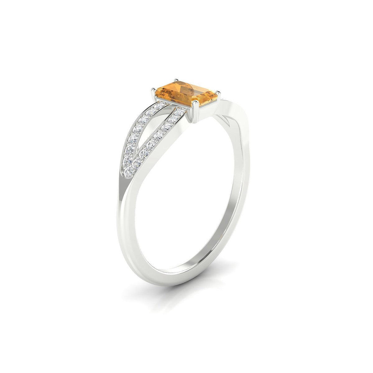 Prestige | 18k White Gold 6 x 4 mm Emerald Citrine Ring