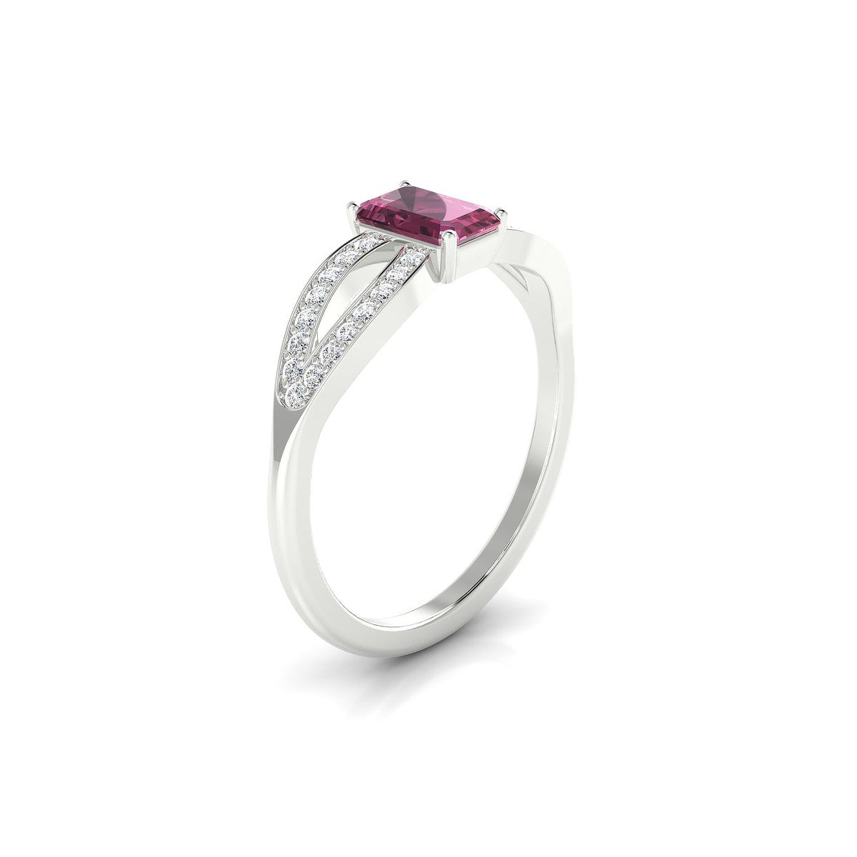 Prestige | 18k White Gold 6 x 4 mm Emerald Rhodolite Ring