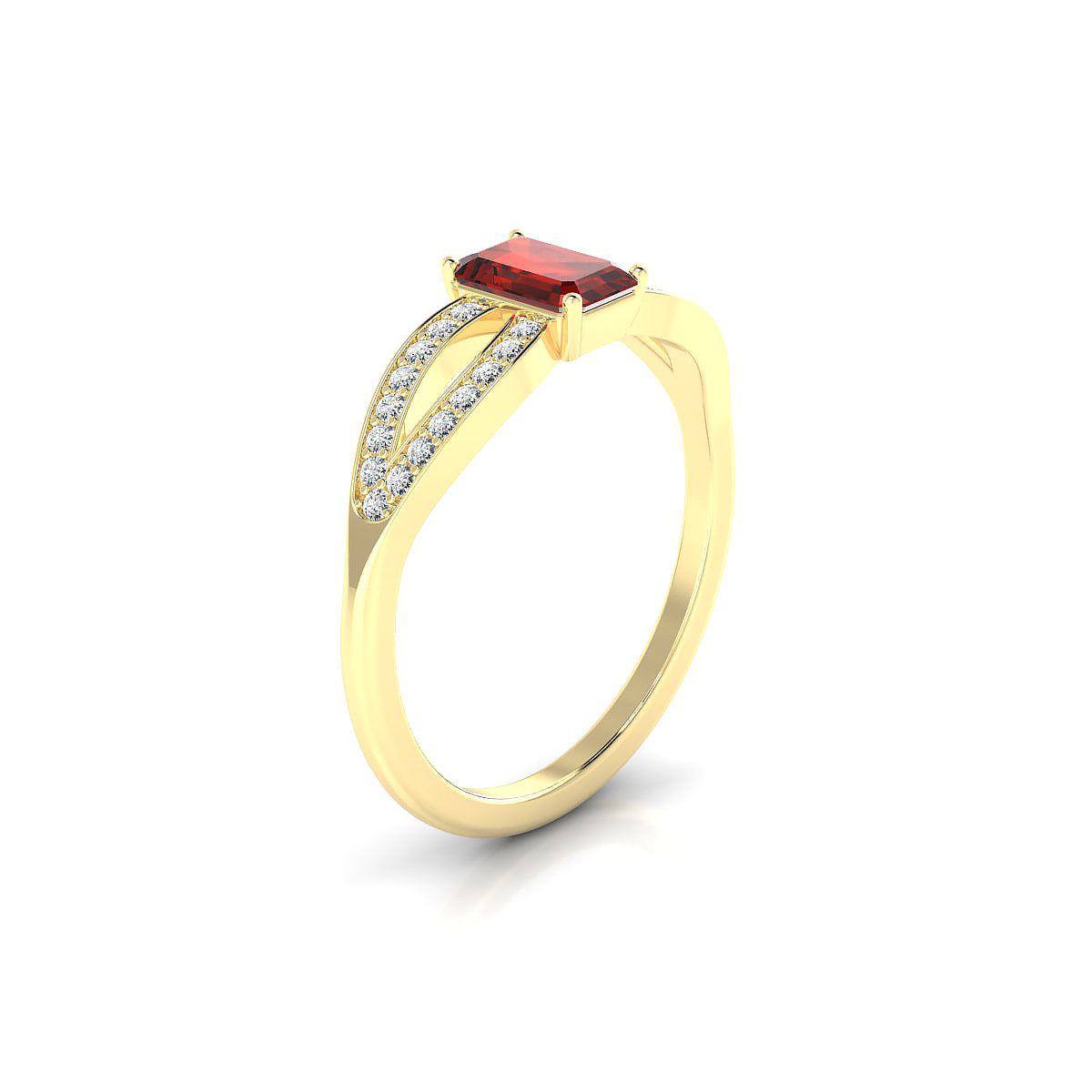 Prestige | 18k Yellow Gold 6 x 4 mm Emerald Garnet Ring