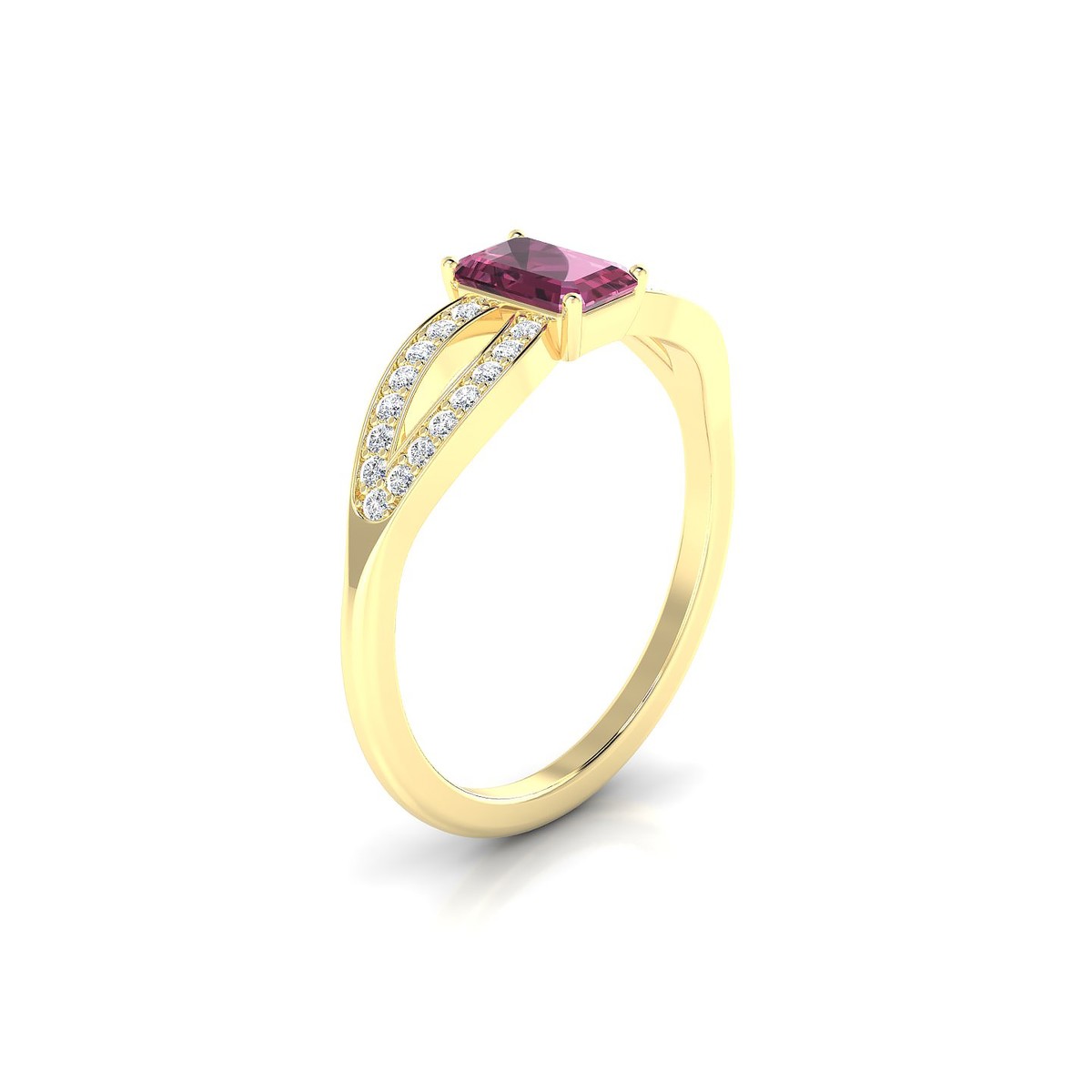 Prestige | 18k Yellow Gold 6 x 4 mm Emerald Rhodolite Ring
