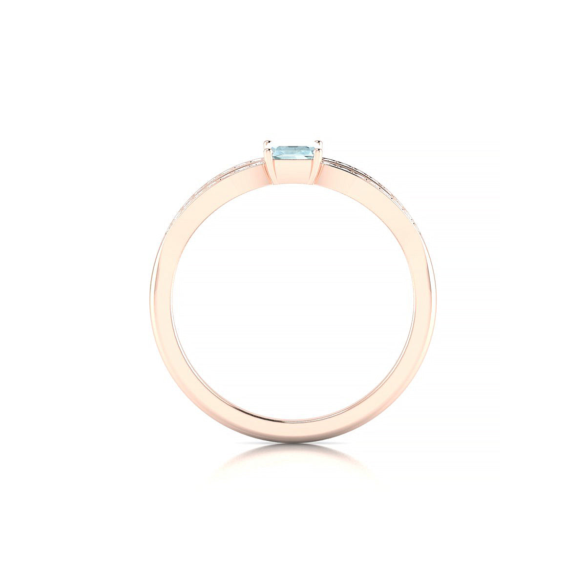 Prestige | 18k Rose Gold 6 x 4 mm Emerald Aquamarine Ring