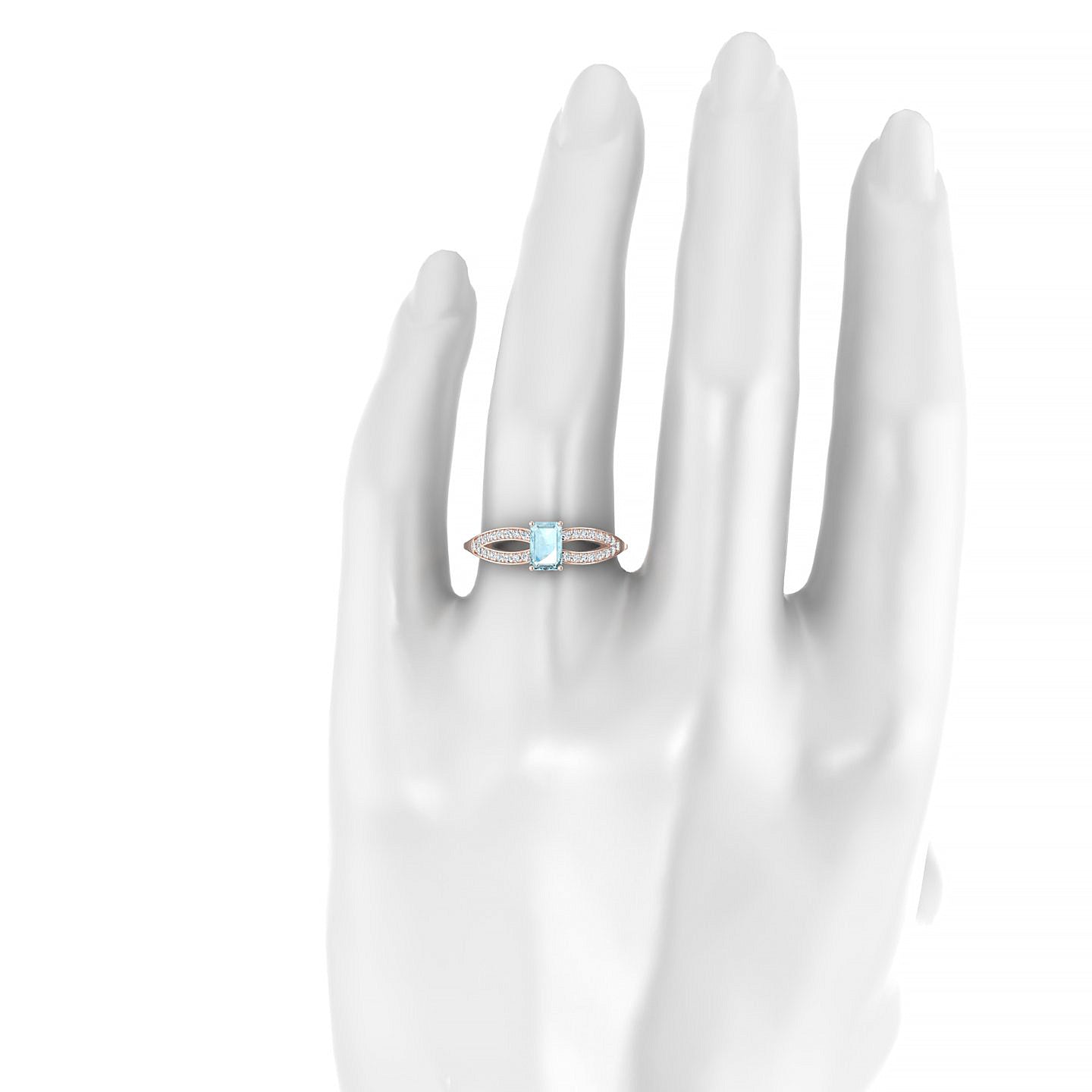 Prestige | 18k Rose Gold 6 x 4 mm Emerald Aquamarine Ring