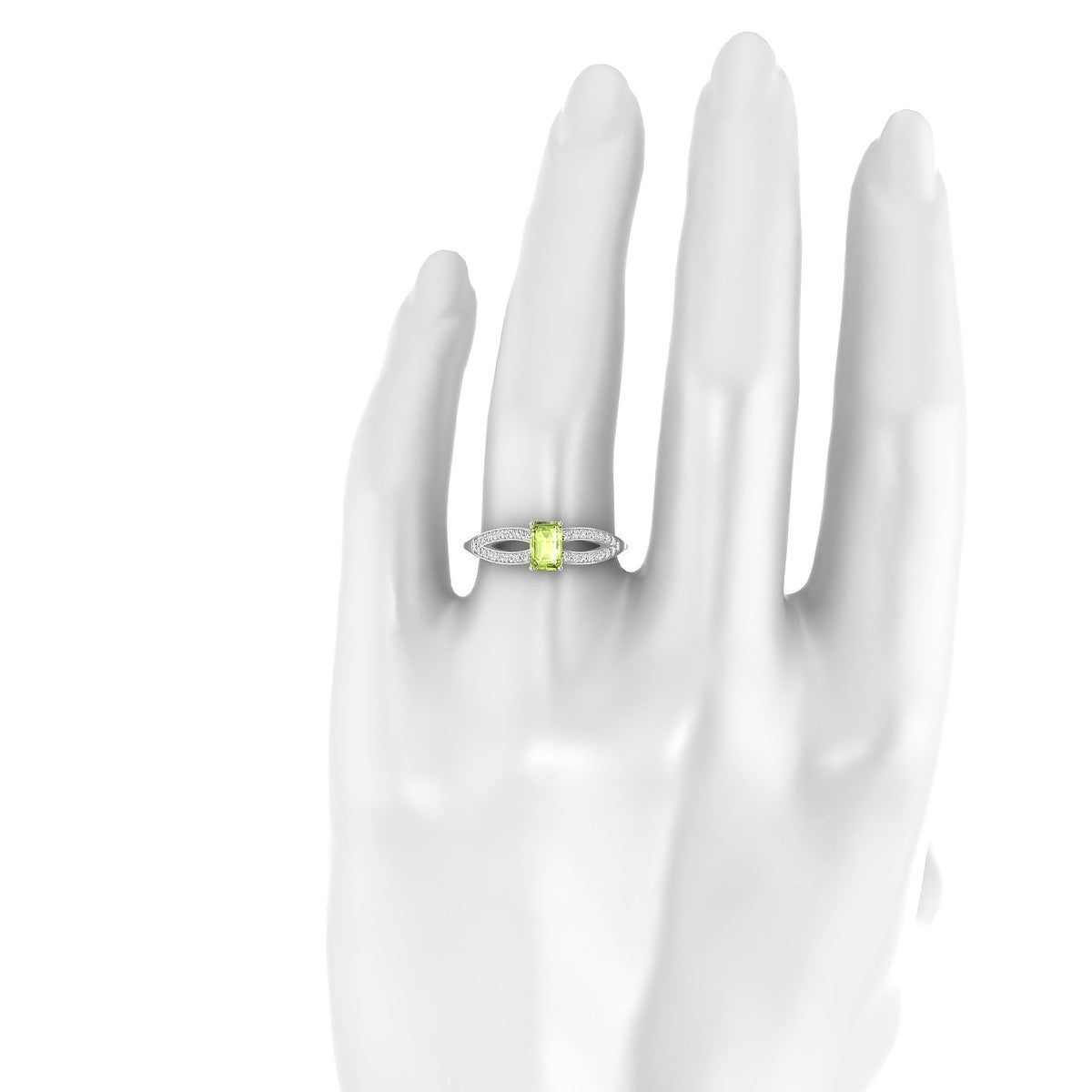 Prestige | 18k White Gold 6 x 4 mm Emerald Peridot Ring