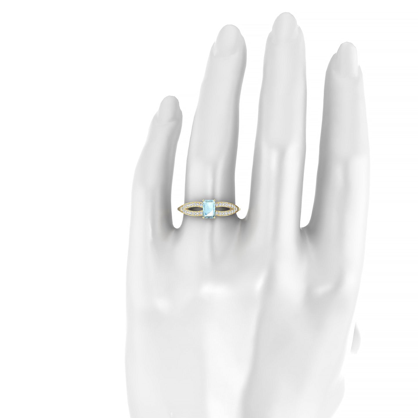 Prestige | 18k Yellow Gold 6 x 4 mm Emerald Aquamarine Ring