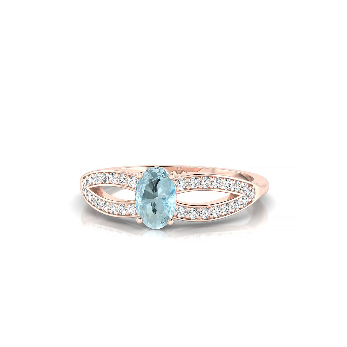 Prestige | 18k Rose Gold 6 x 4 mm Oval Aquamarine Ring