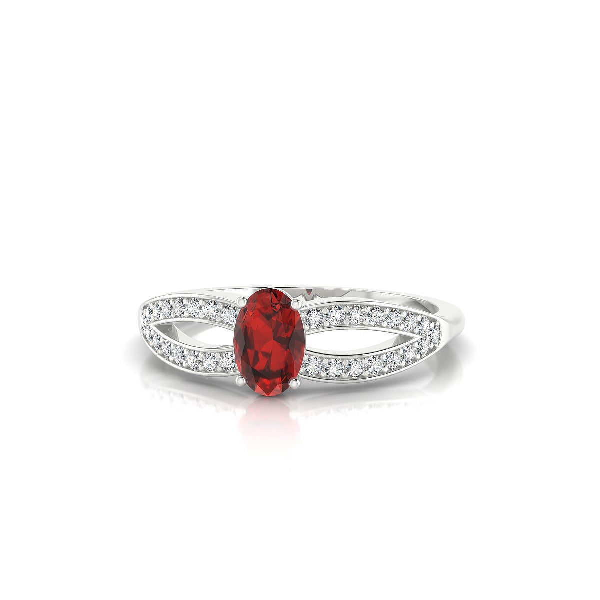 Prestige | 18k White Gold 6 x 4 mm Oval Garnet Ring