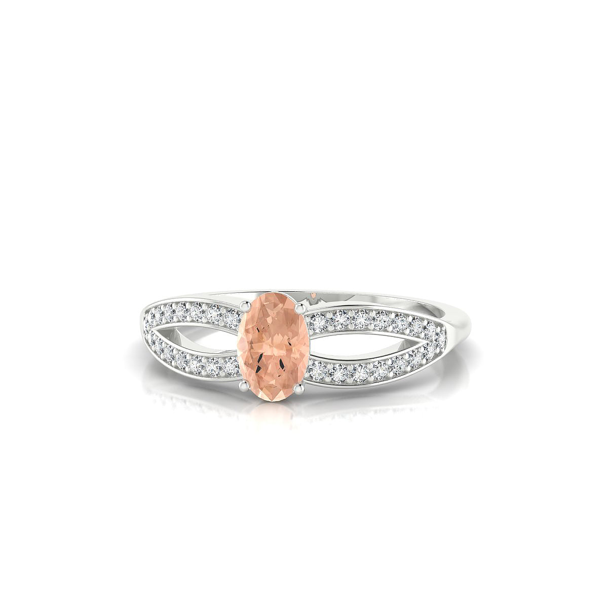 Prestige | 18k White Gold 6 x 4 mm Oval Morganite Ring