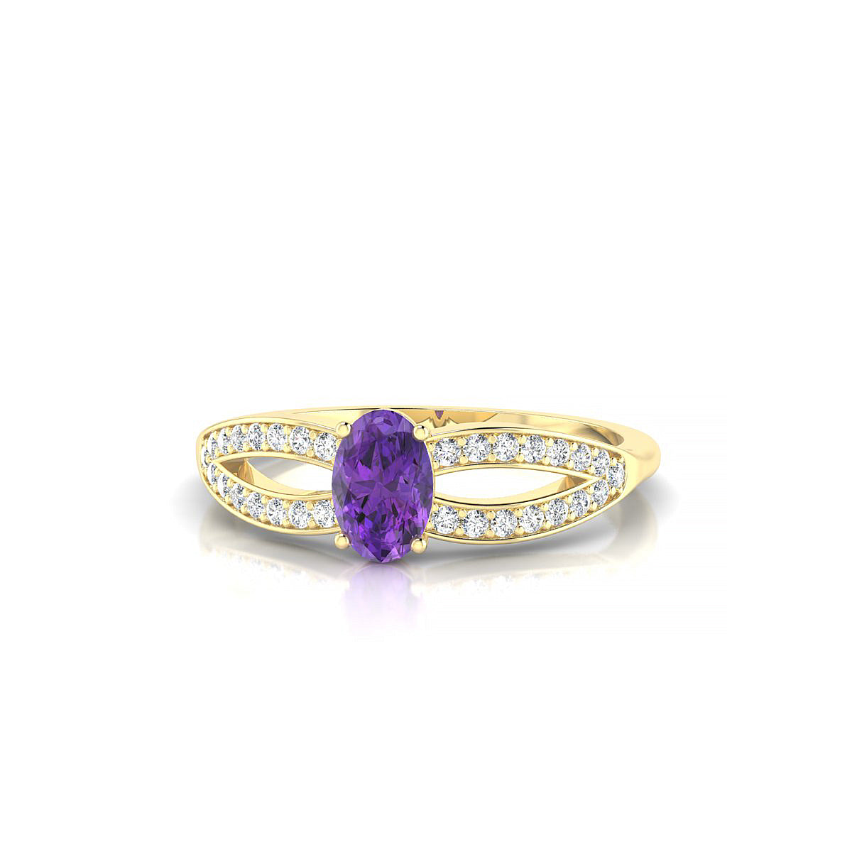 Prestige | 18k Yellow Gold 6 x 4 mm Oval Amethyst Ring