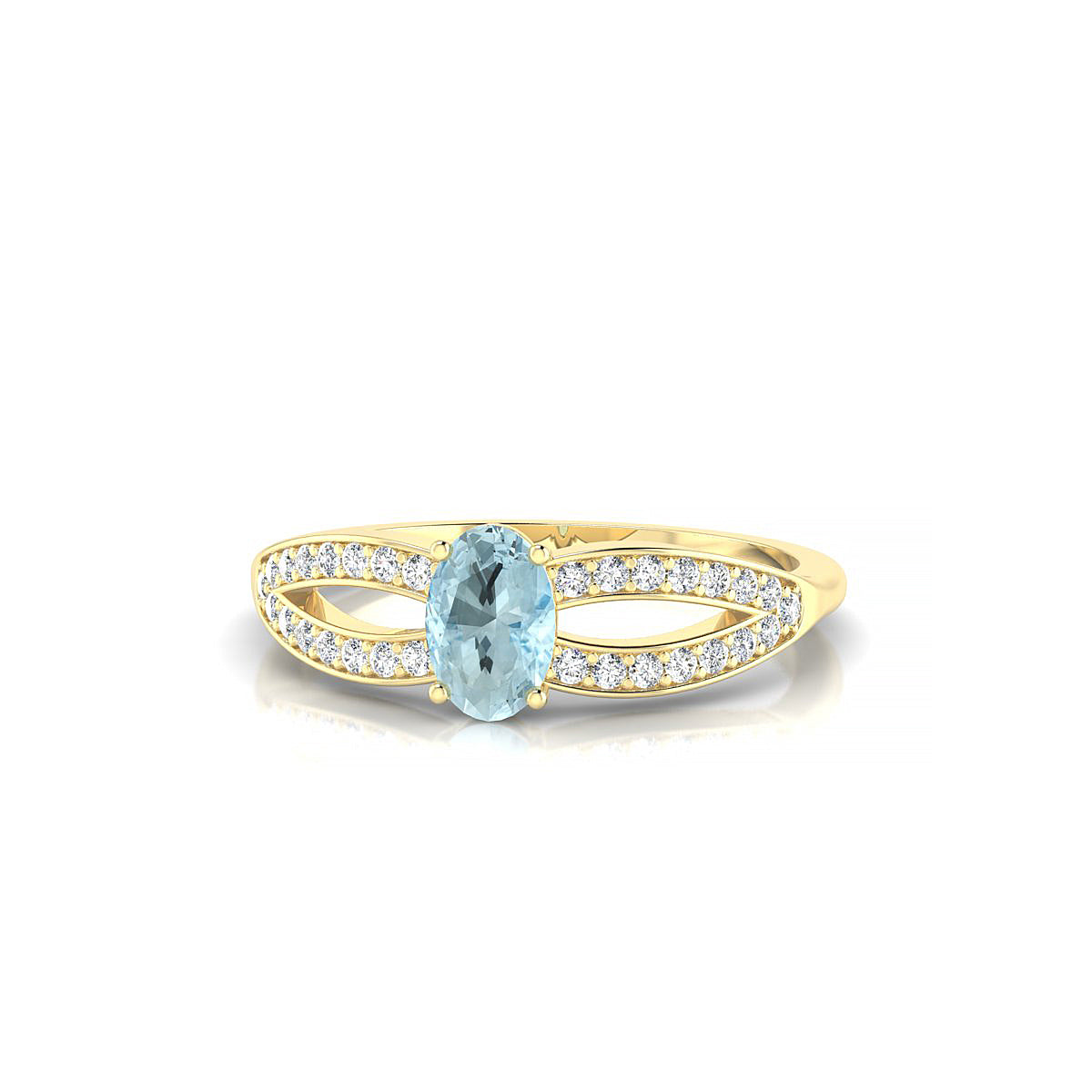 Prestige | 18k Yellow Gold 6 x 4 mm Oval Aquamarine Ring